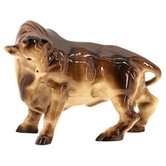 SAVIOLI Saint-Clement French Art Deco Ceramic Bull 1920