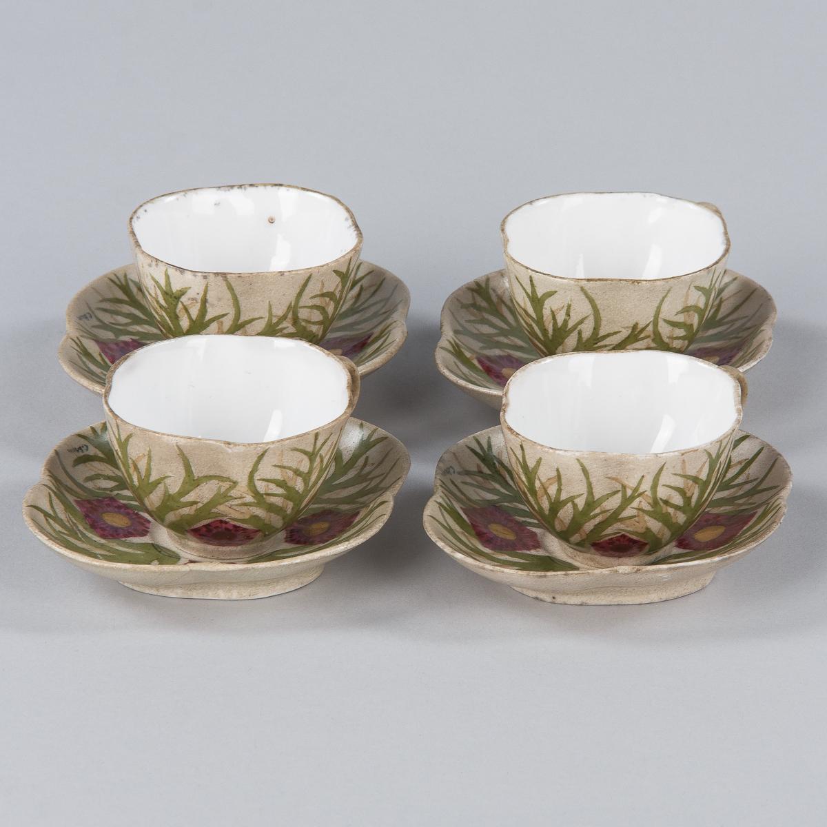 French Art Deco Ceramic Coffee Cups and Tray by C.Brun, Sarreguemines, 1935 5