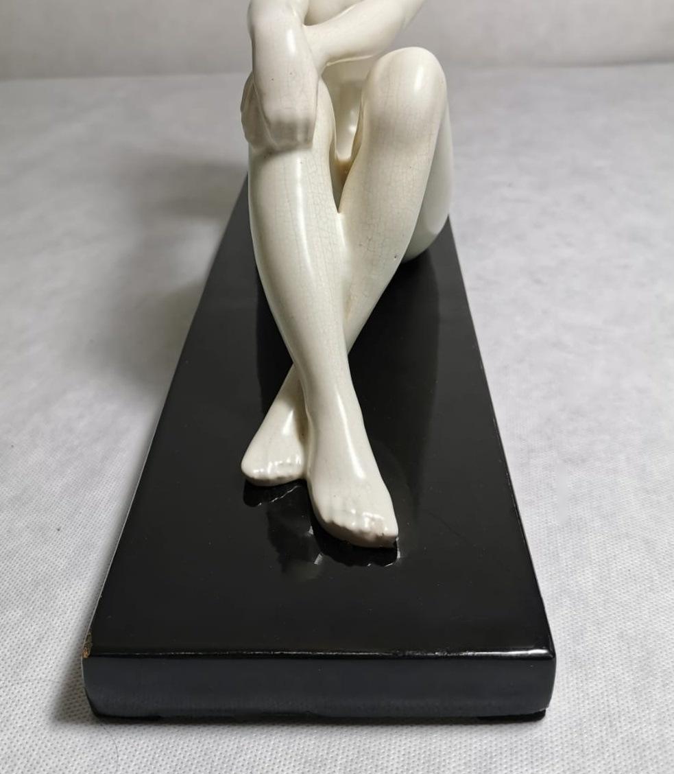 Art Decò French Ceramic Craquelè Statue, 1930 4
