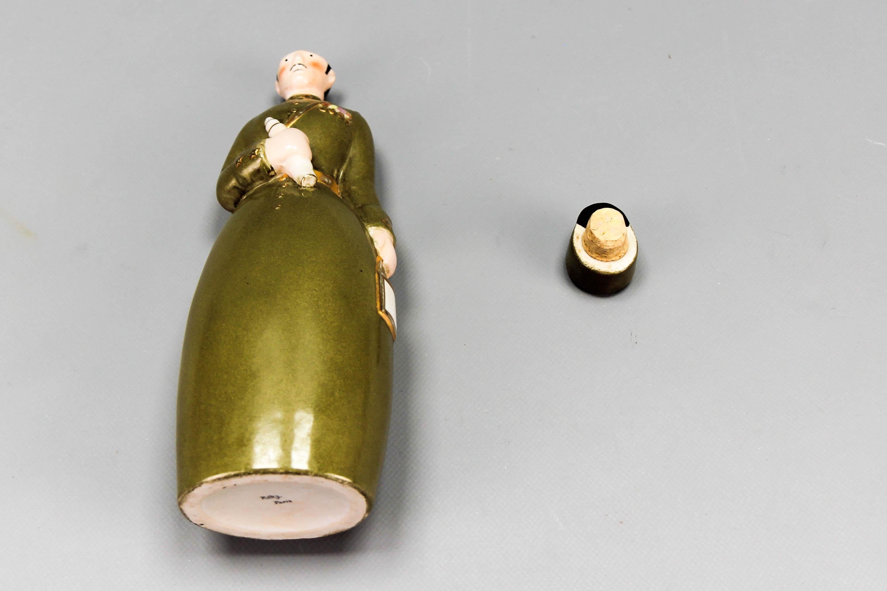  French Art Deco Ceramic Figural Bottle Brigadier General by Robj Paris, 1920s 7