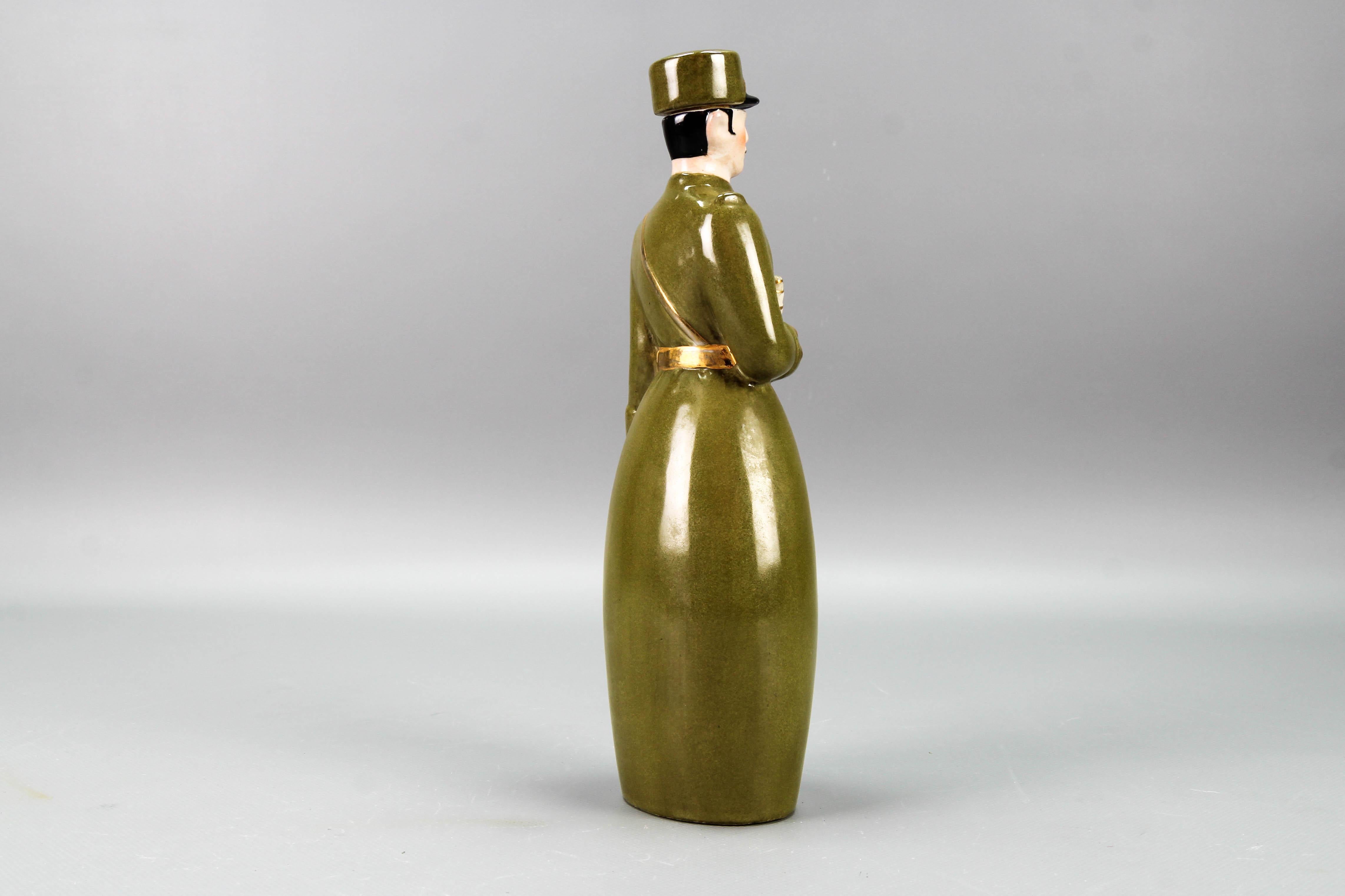  French Art Deco Ceramic Figural Bottle Brigadier General by Robj Paris, 1920s 1