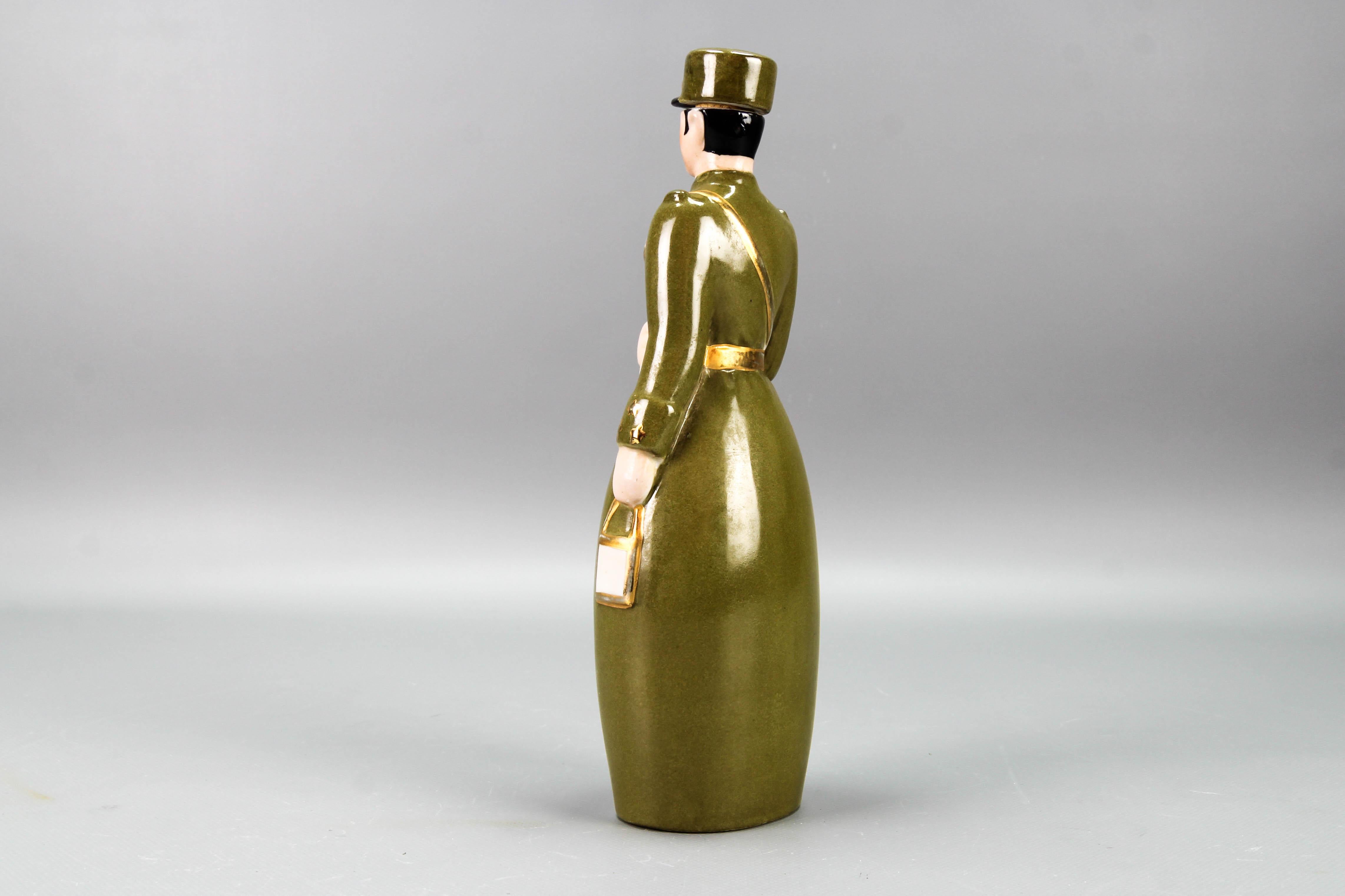  French Art Deco Ceramic Figural Bottle Brigadier General by Robj Paris, 1920s 3