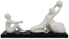 French Art Deco Ceramic Group by ODYV, 1930s