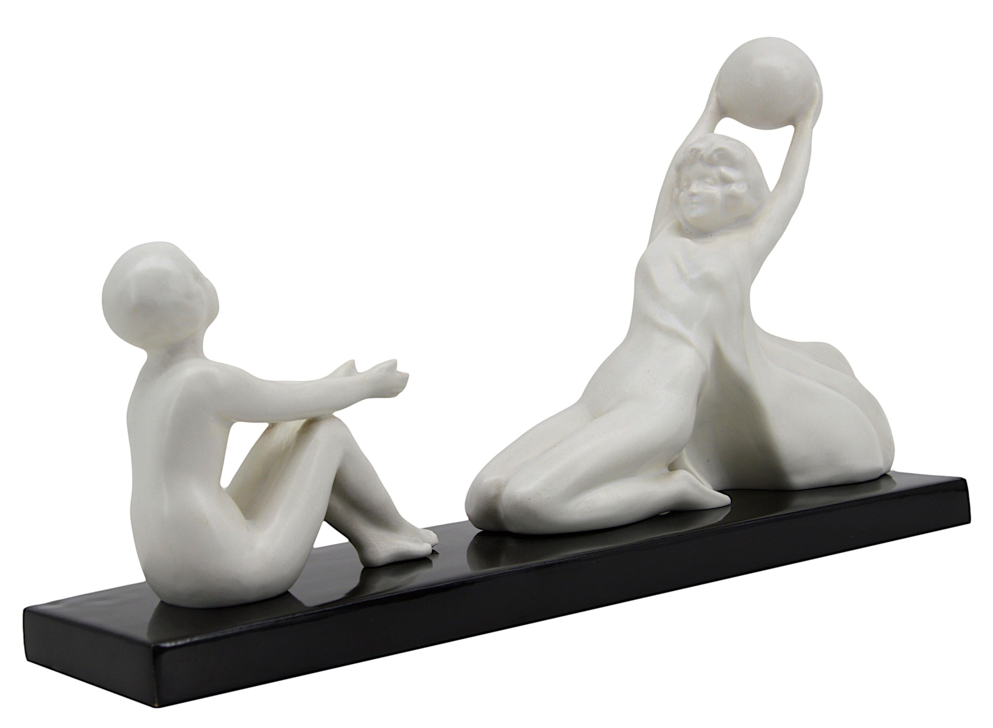 Mid-20th Century French Art Deco Ceramic Group by ODYV, 1930s