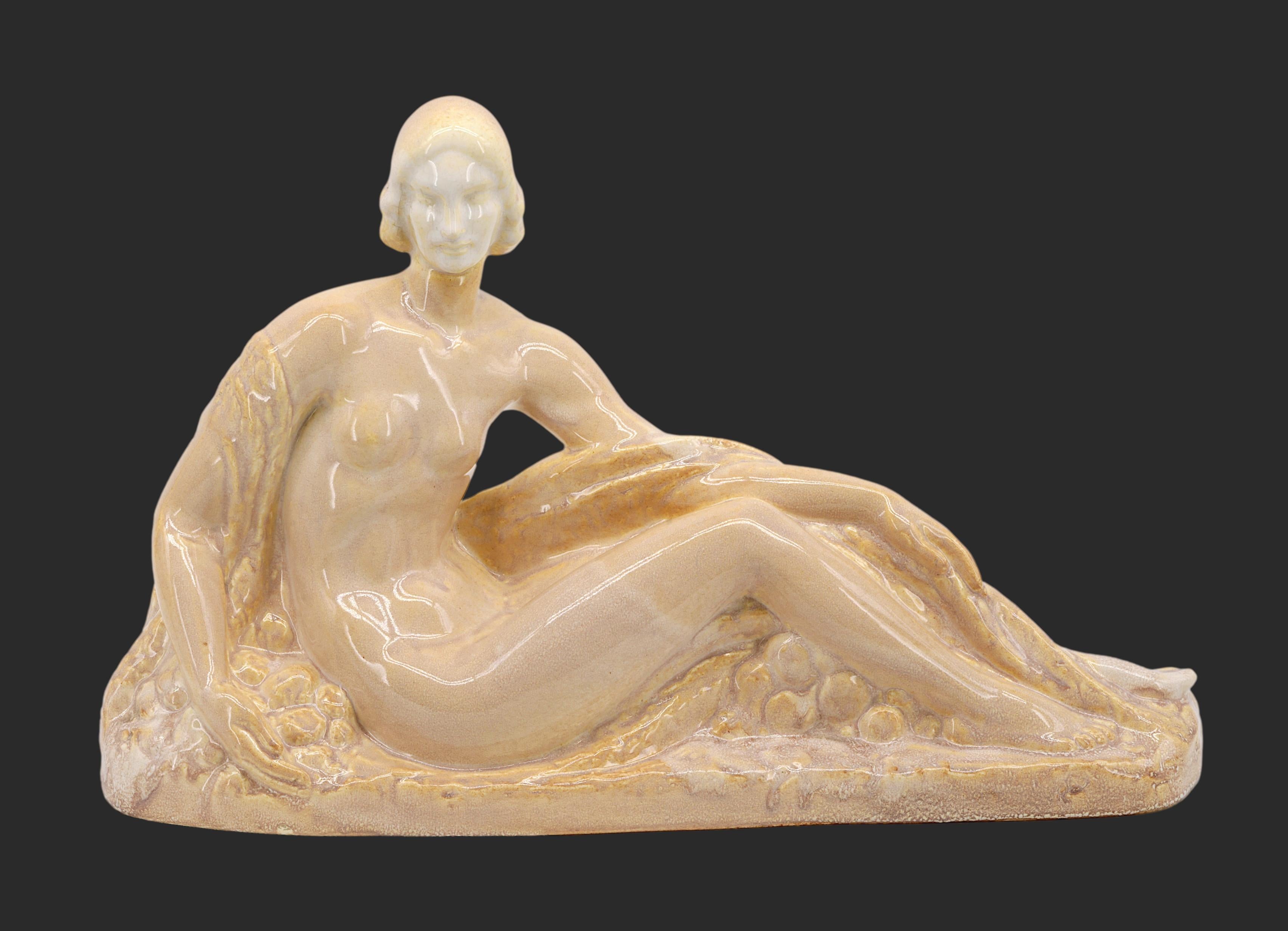 Mid-20th Century French Art Deco Ceramic Lady by ODYV, 1930s For Sale