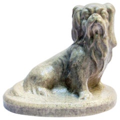 Vintage French Art Deco Ceramic Pekingese Dog Sculpture by Louis Fontinelle