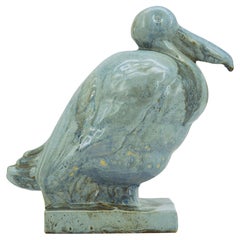 French Art Deco Ceramic Seagull Statue by Moulin-des-Loups, 1920s"