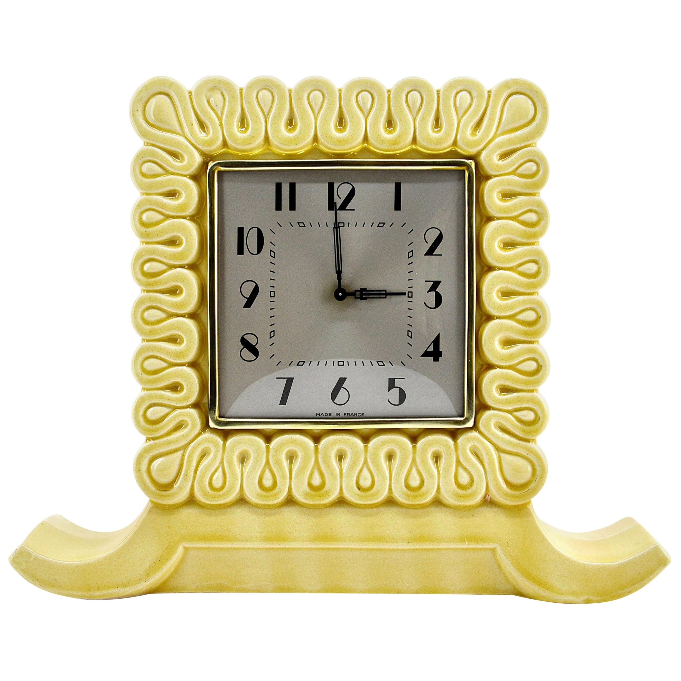 French Art Deco Table Clock in Shagreen, 1930s For Sale at 1stDibs