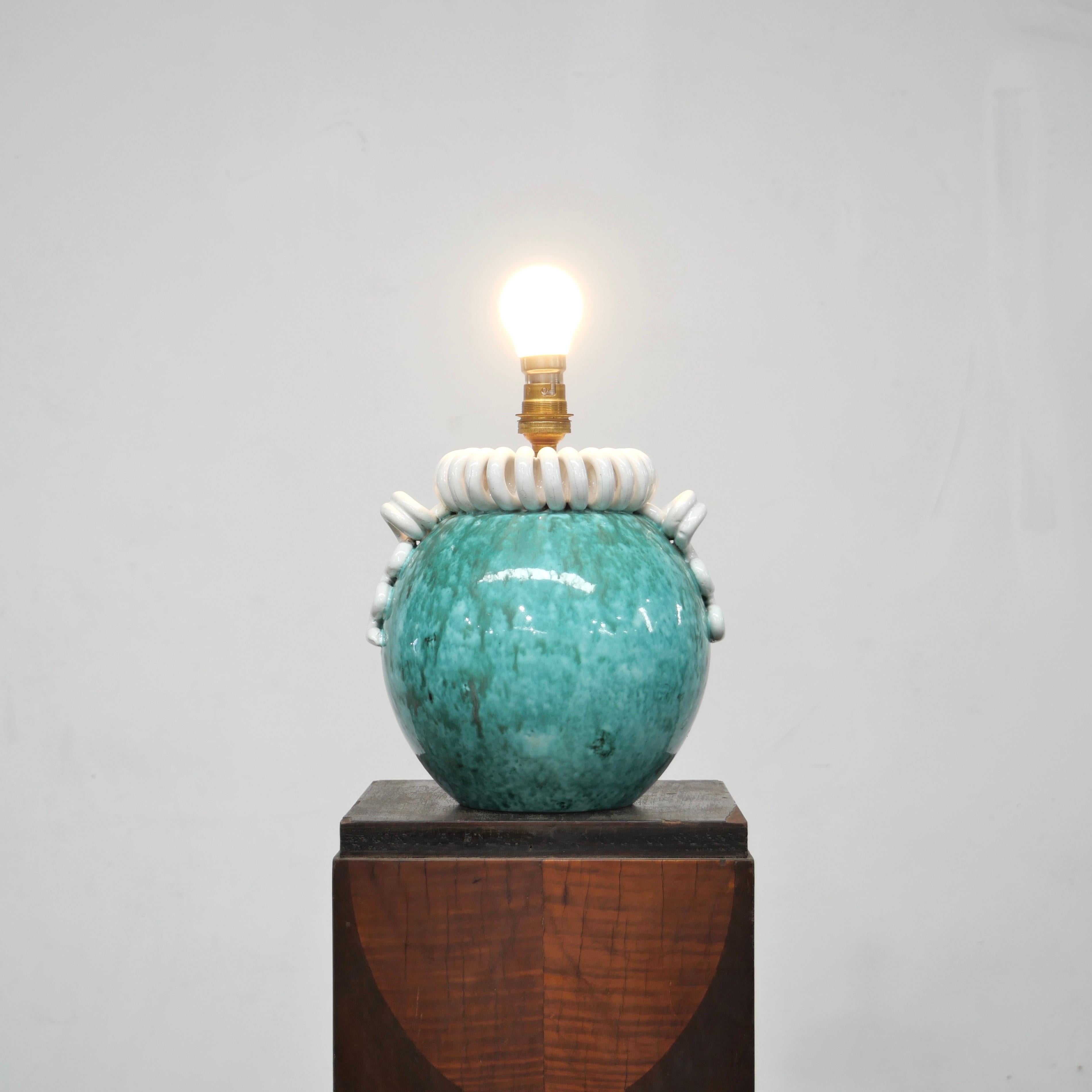 Français Lampe de table en céramique Art Déco par Gustave Asch, circa 1920 en vente