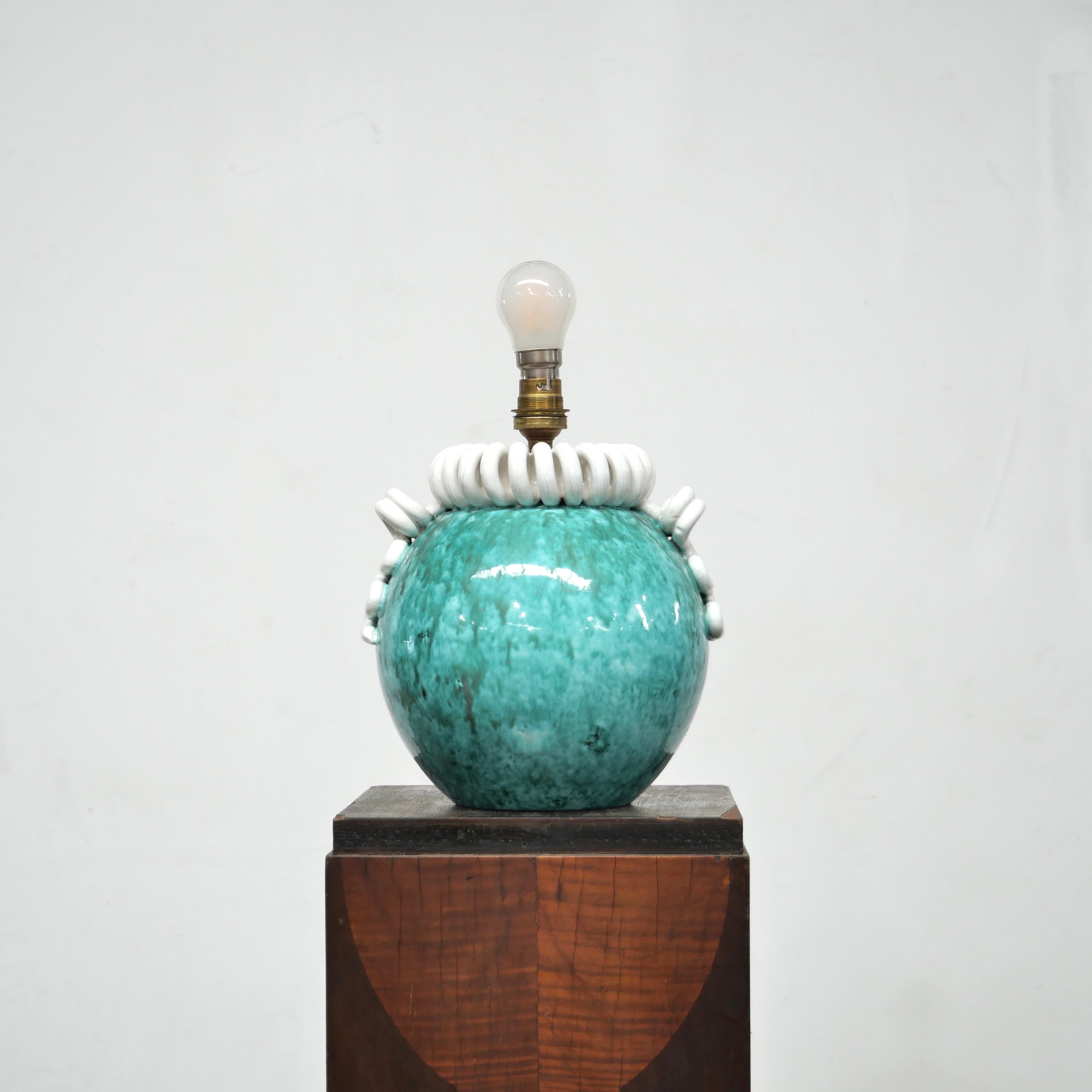 Lampe de table en céramique Art Déco par Gustave Asch, circa 1920 en vente 1
