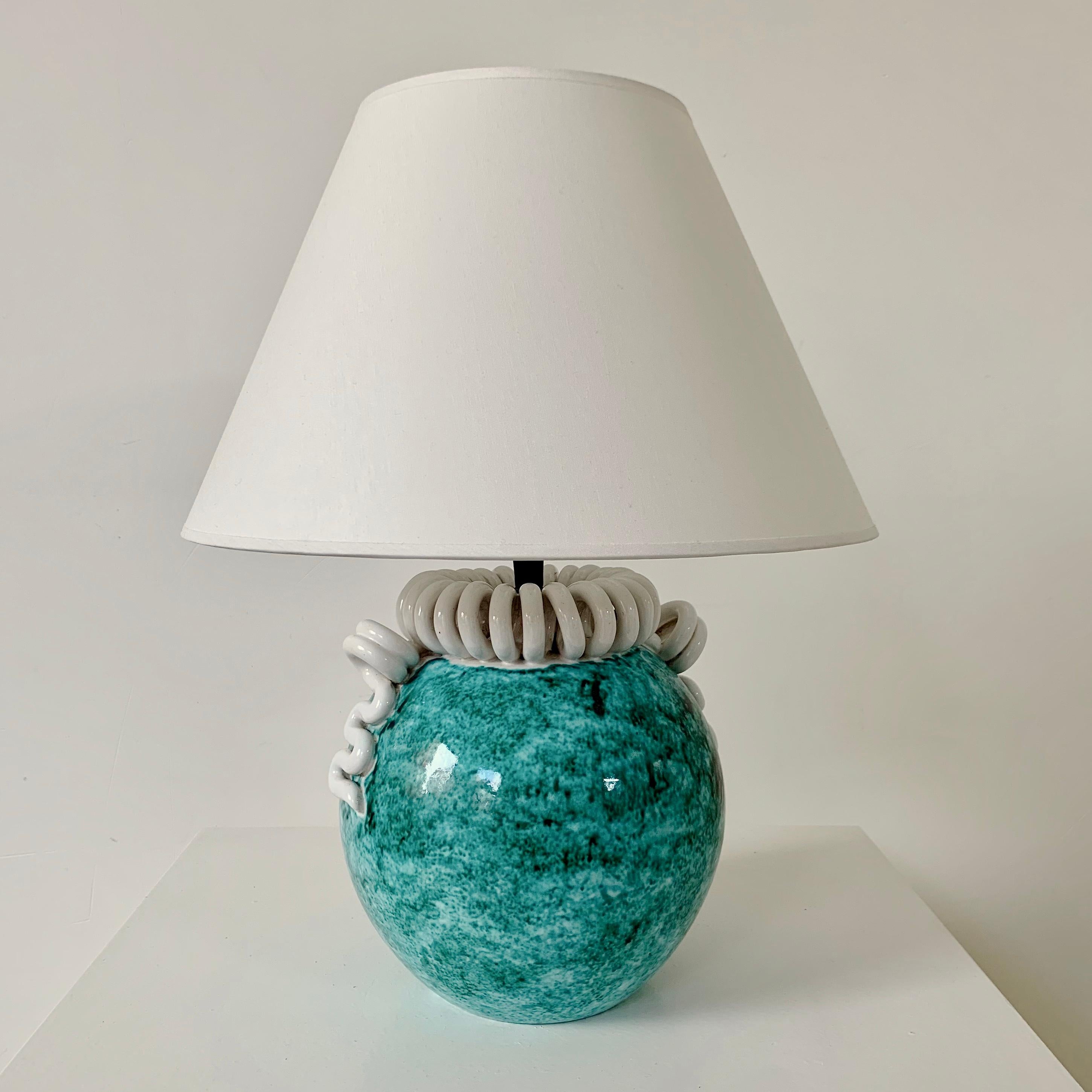 French Art Deco Ceramic Table Lamp by Gustave Asch, circa 1930. 11