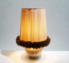 French Art Deco Ceramic Table Lamp with Enameled Base, Circa 1950