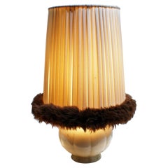 French Art Deco Ceramic Table Lamp with Enameled Base, Circa 1950