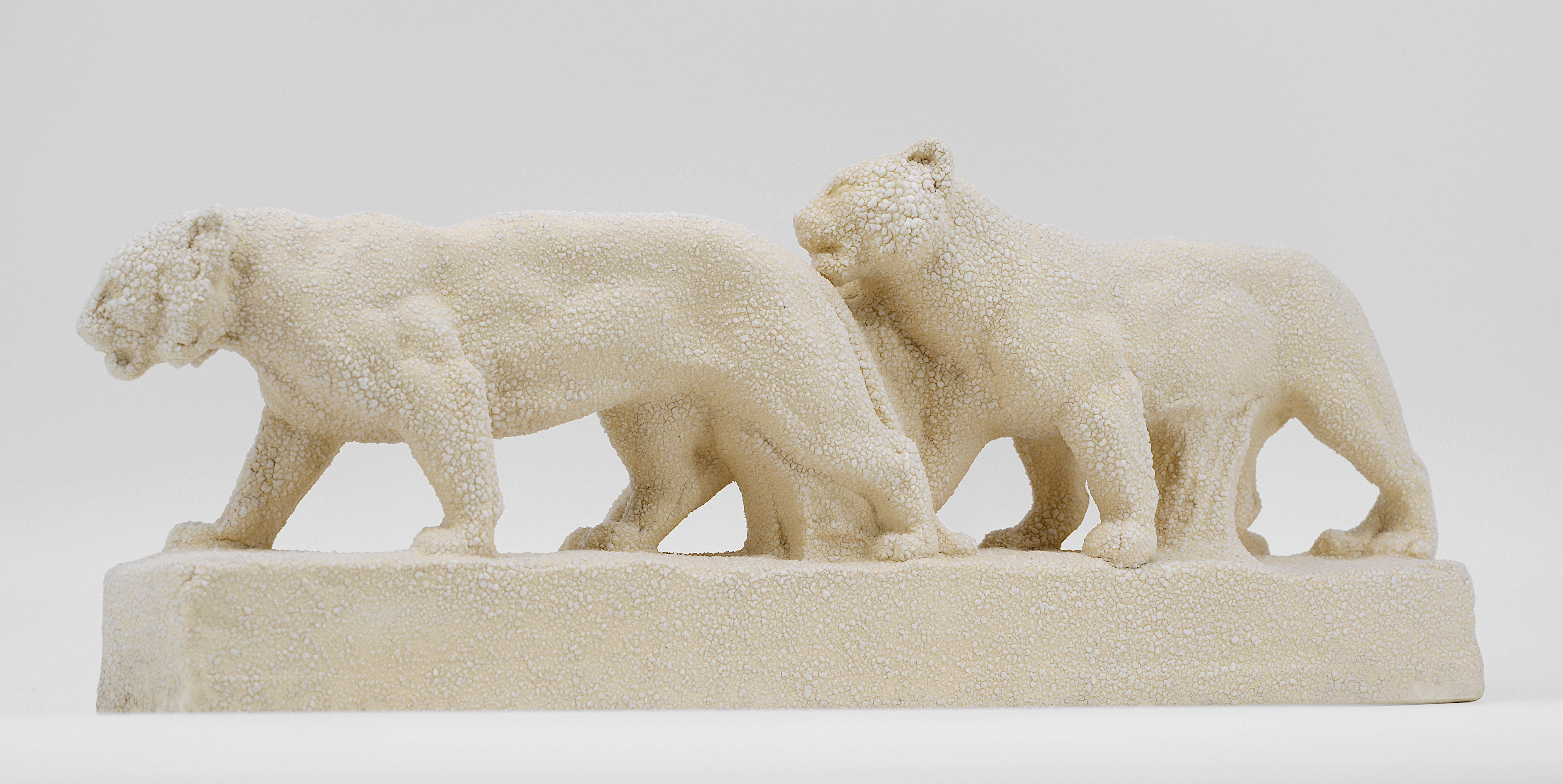 French Art Deco Ceramic Tigers, 1920 For Sale 3