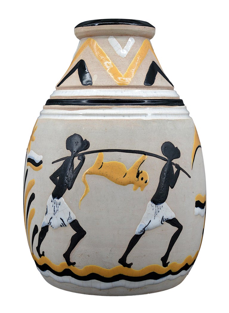 French Art Deco Ceramic Vase, 1931 In Good Condition For Sale In Saint-Amans-des-Cots, FR