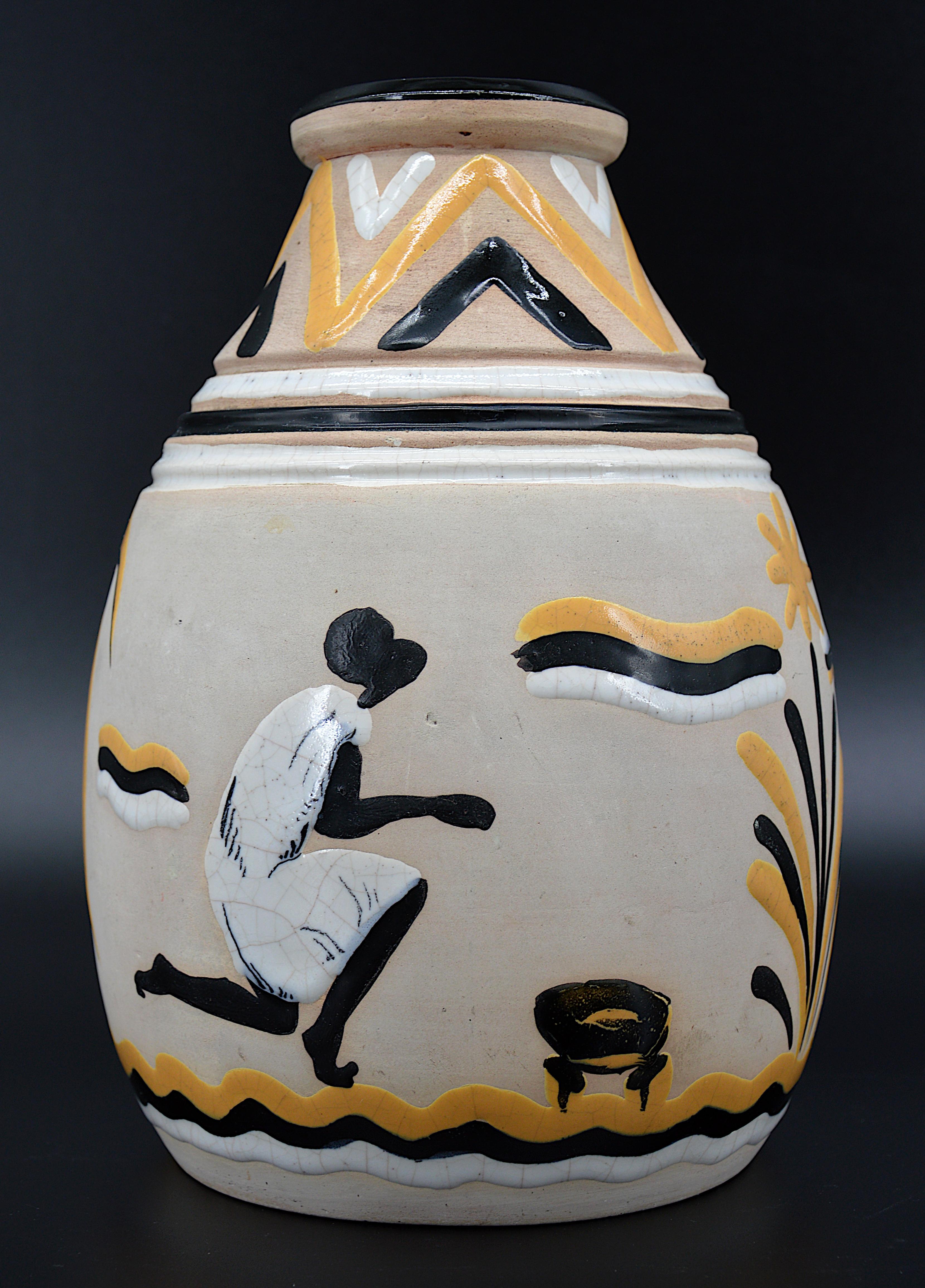 Jarrón francés de cerámica Art Déco, 1931 en Bueno estado para la venta en Saint-Amans-des-Cots, FR