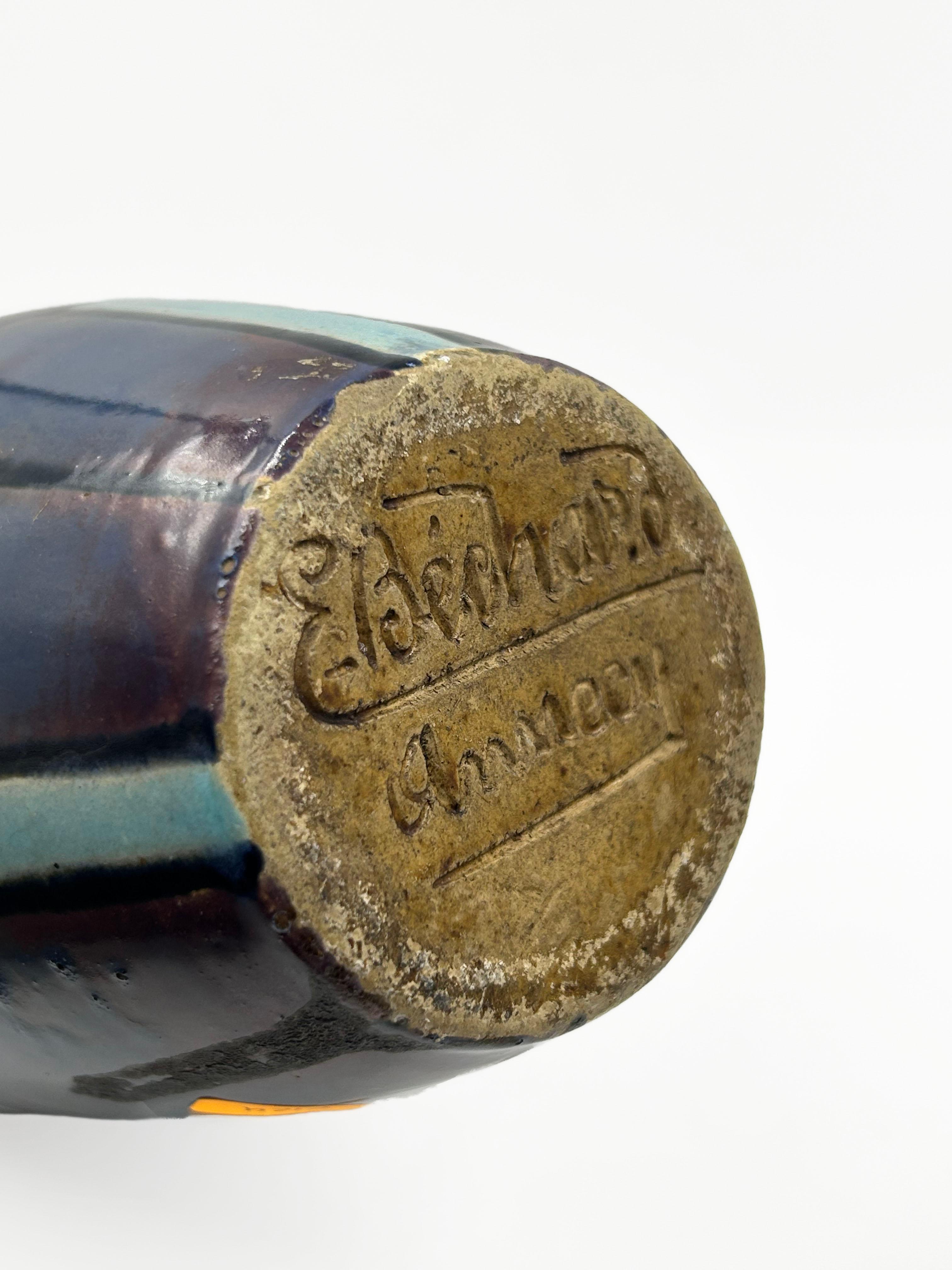 Fatto a mano Vaso in ceramica Art Déco francese di E. Béchard, Annecy, 1925-1935 ca. in vendita