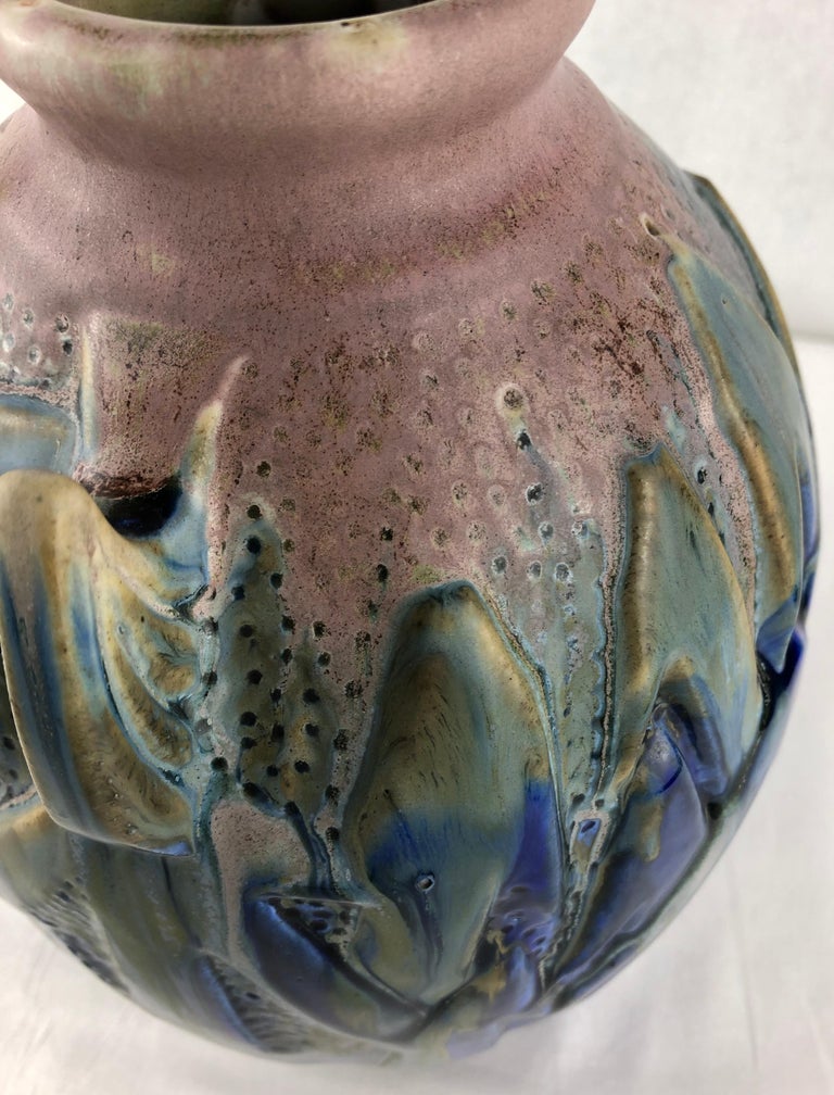 Gilbert Menetier Art Deco Ceramic Vase, Signed In Good Condition For Sale In Miami, FL