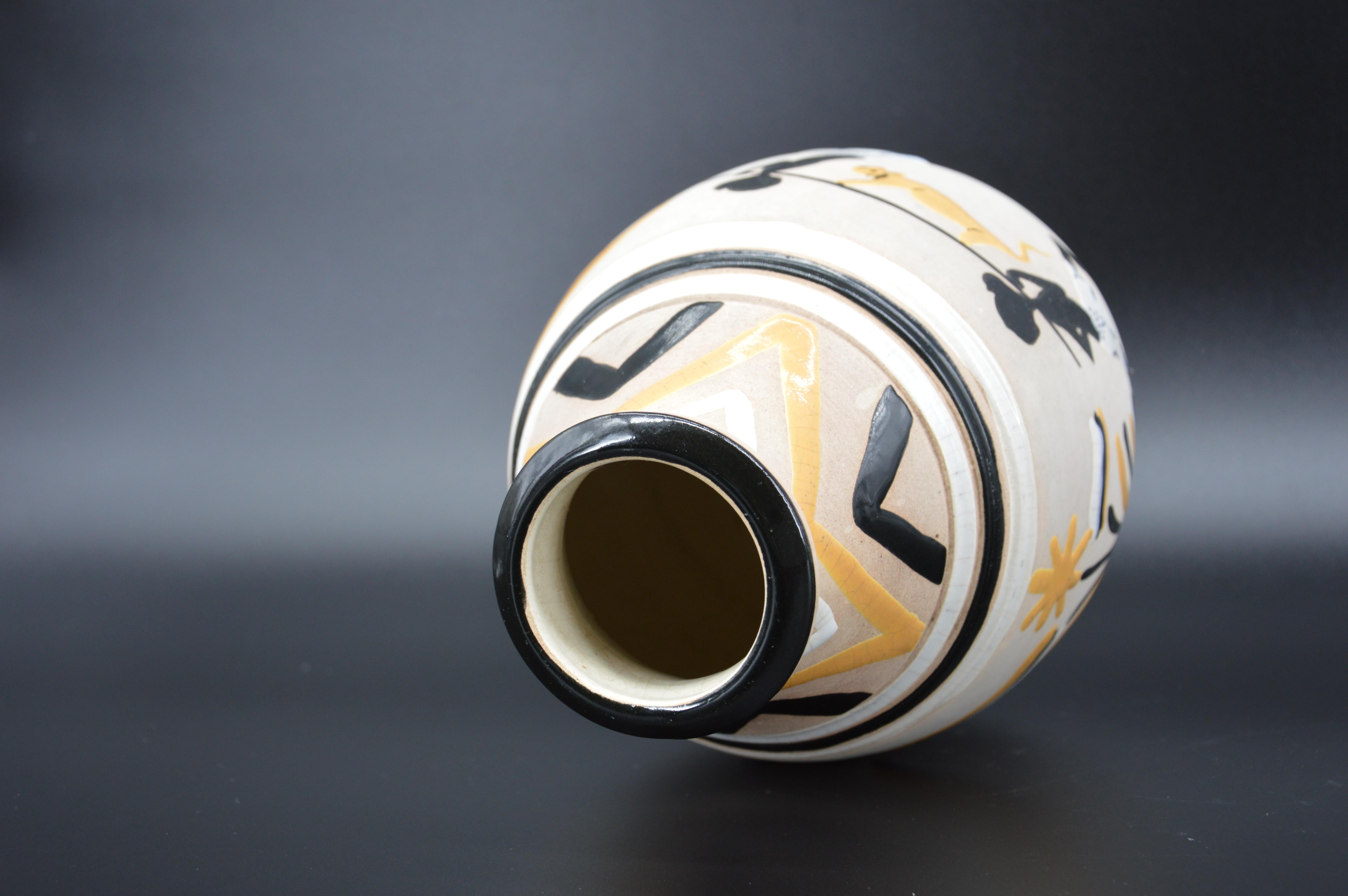 French Art Deco Ceramic Vase, International Colonial Exhibition in Paris, 1931 For Sale 6