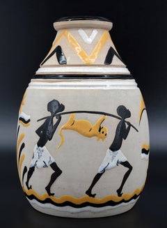 Vase en céramique Art déco français, Exposition coloniale internationale de Paris, 1931