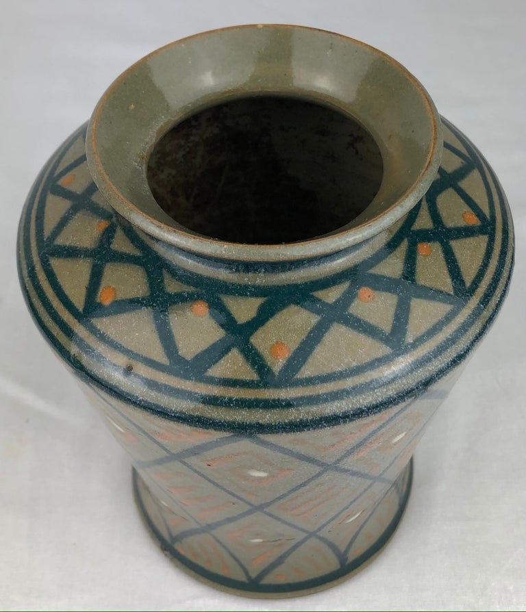 Glazed French Art Deco Ceramic Vase or Small Planter For Sale