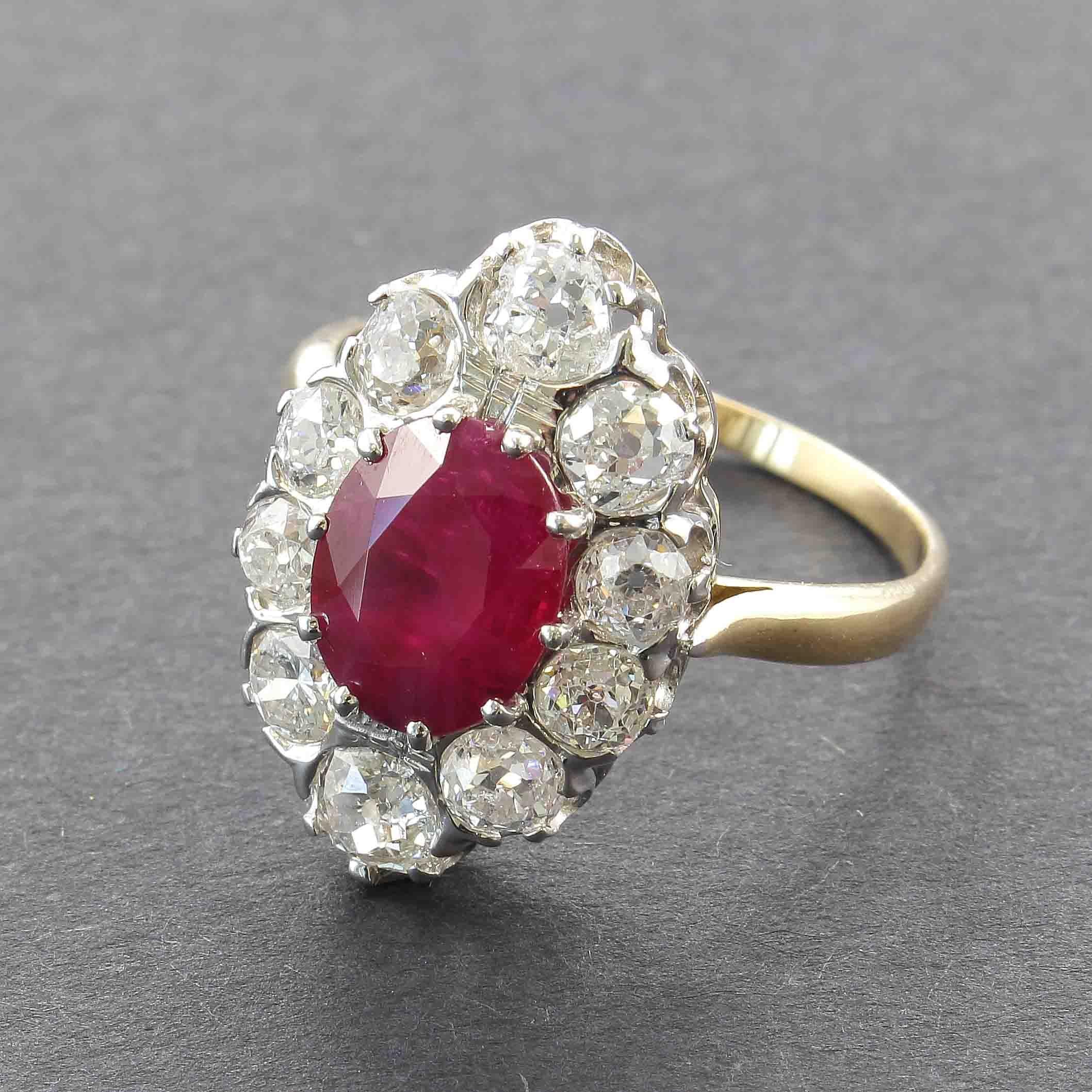 Early cultures treasured rubies for their similarity to the redness of the blood that flowed through their veins, and believed that rubies held the power of life. This glamorous color is tangled between quintessential art deco symmetrical design.
