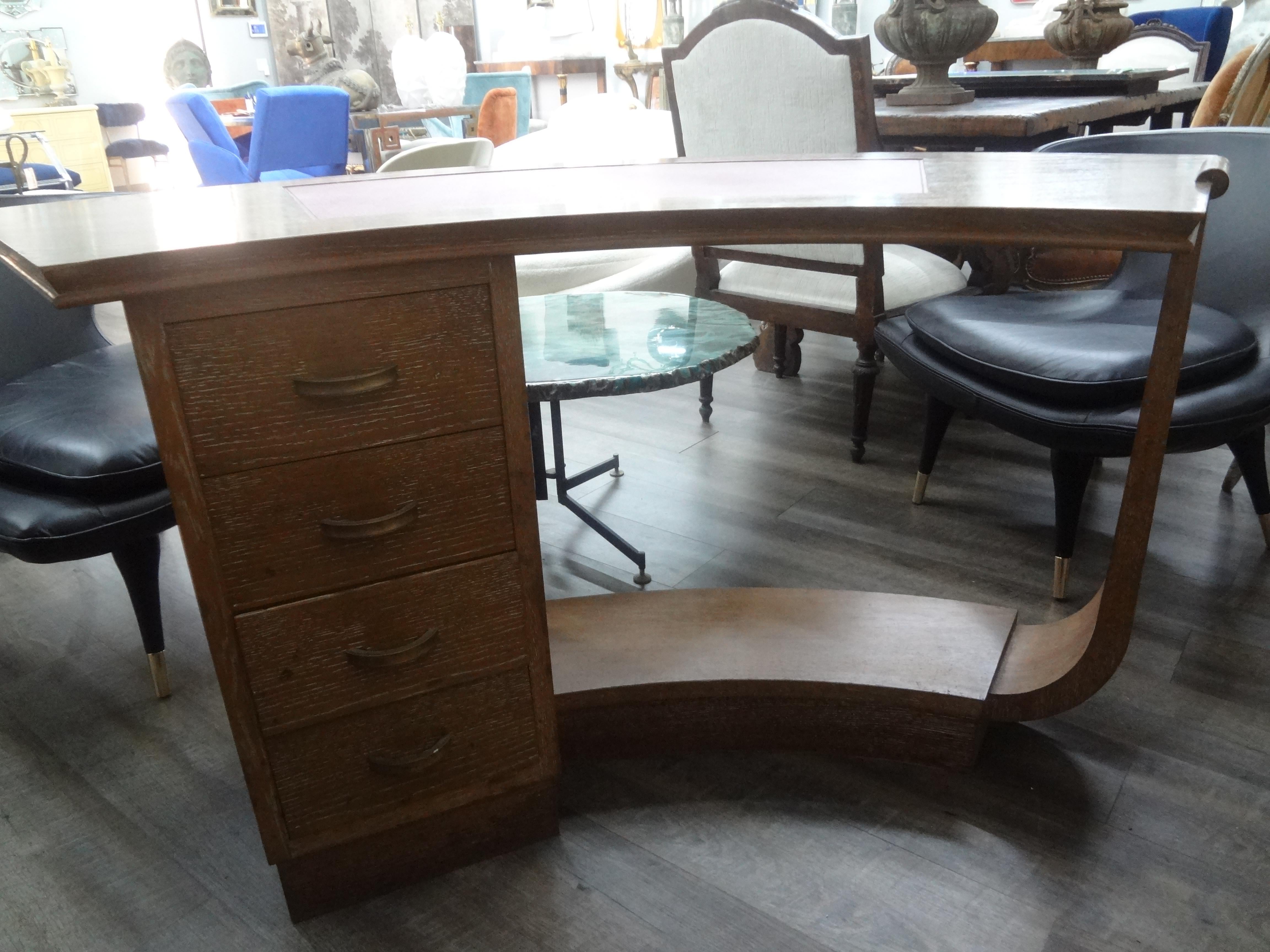 French Art Deco Cerused Oak Desk Attributed to Andre Sornay 5