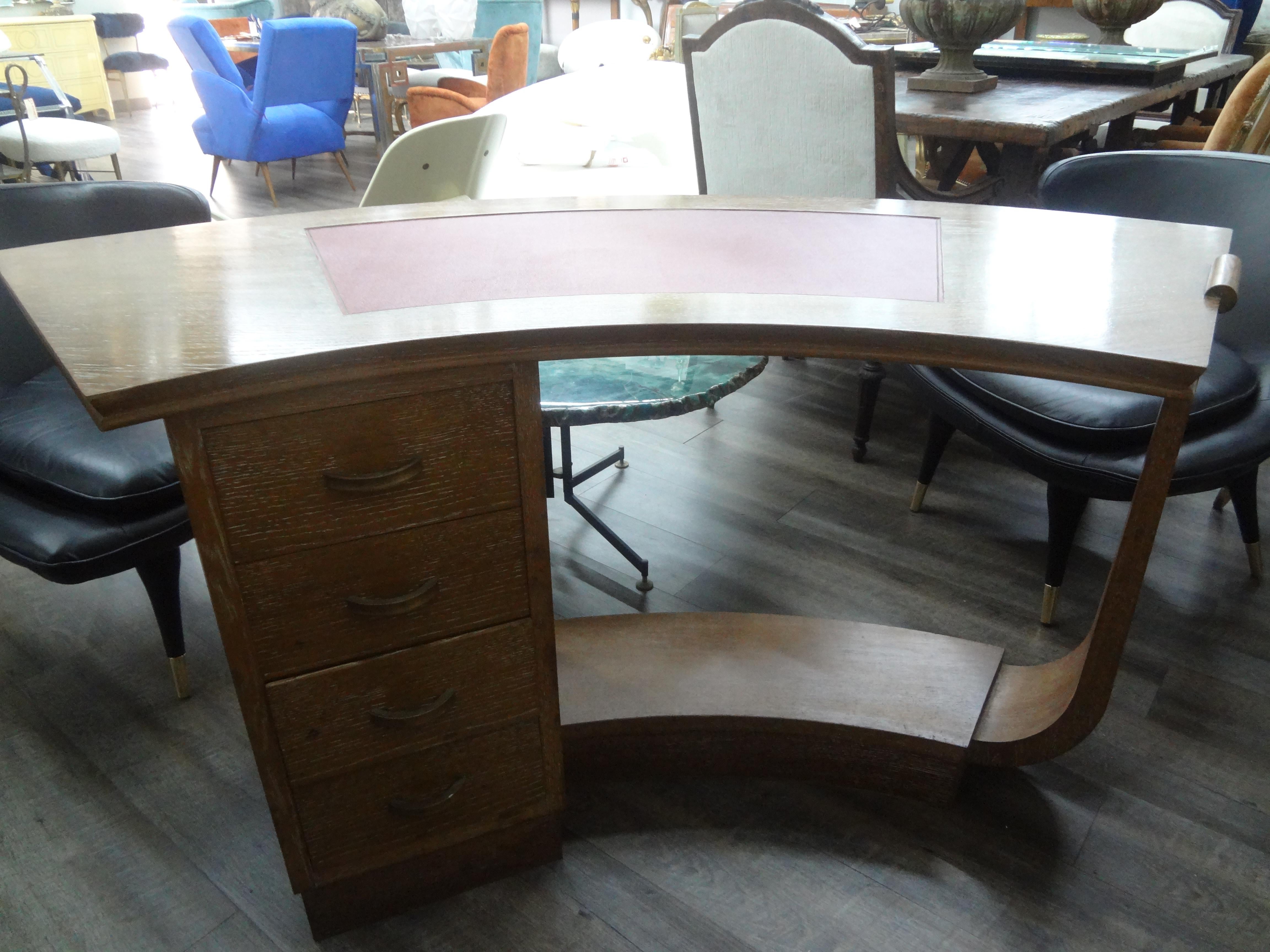 French Art Deco Cerused Oak Desk Attributed to Andre Sornay 6