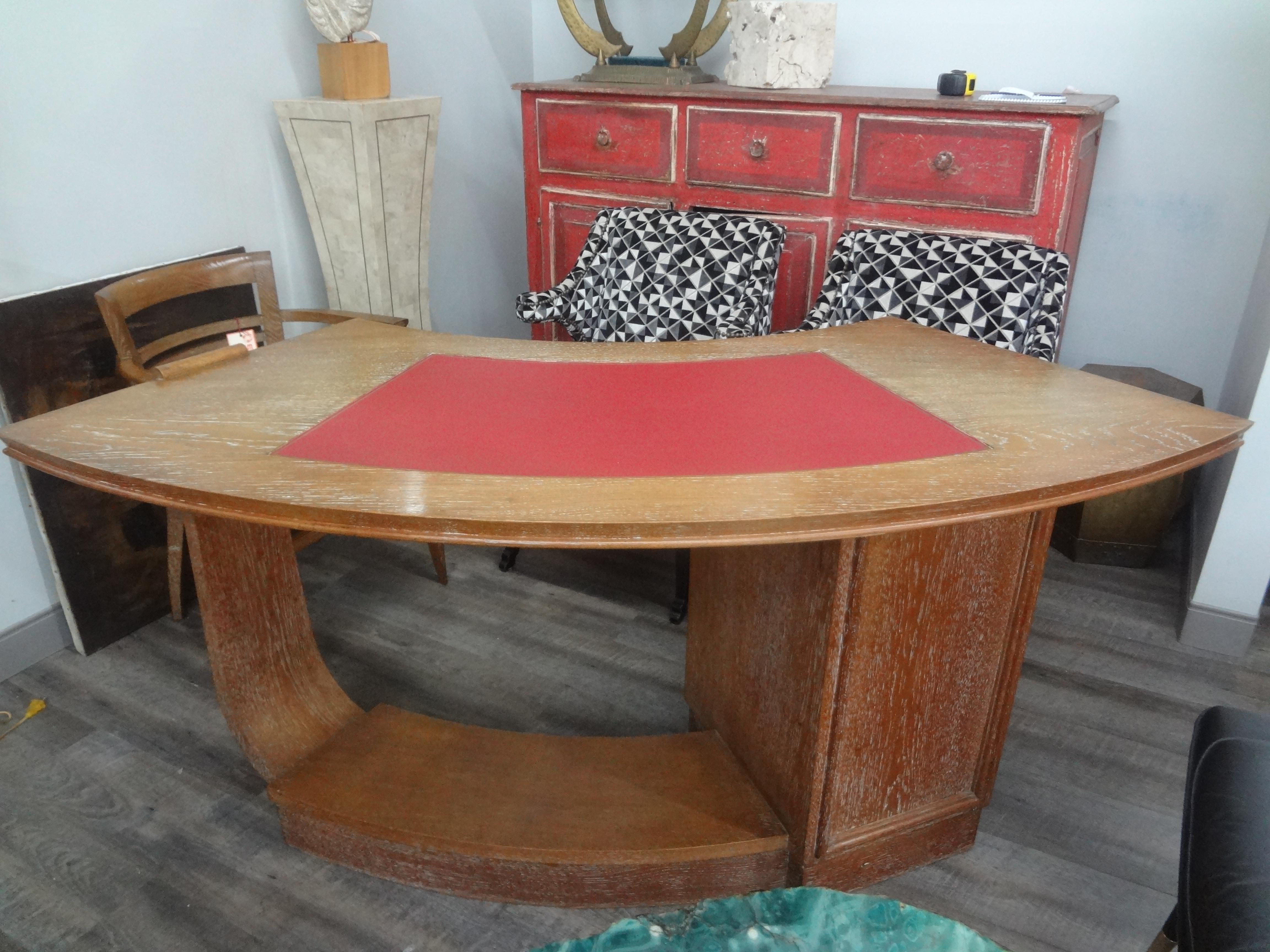 French Art Deco Cerused Oak Desk Attributed to Andre Sornay 7