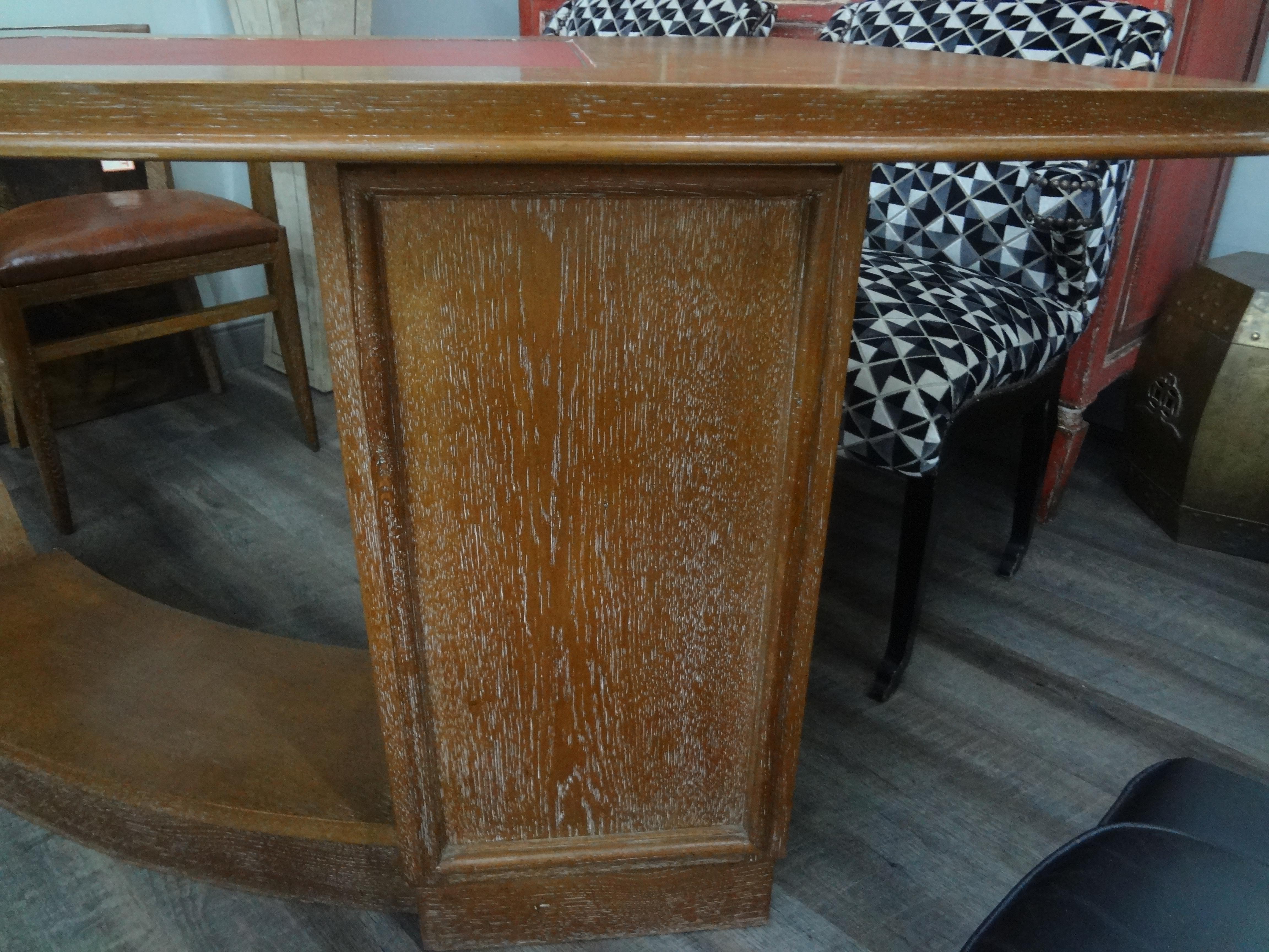 Limed French Art Deco Cerused Oak Desk Attributed to Andre Sornay
