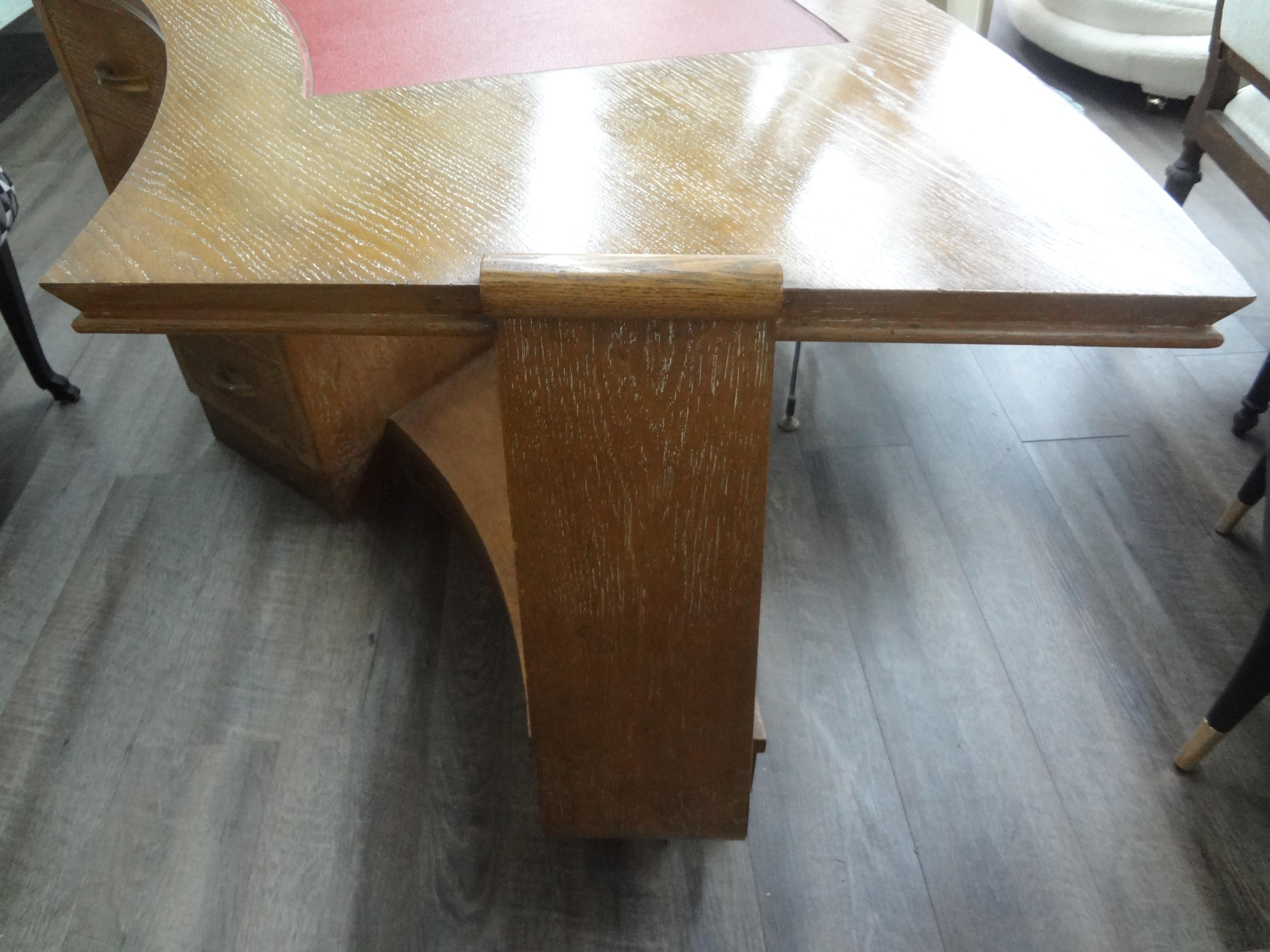 French Art Deco Cerused Oak Desk Attributed to Andre Sornay 1