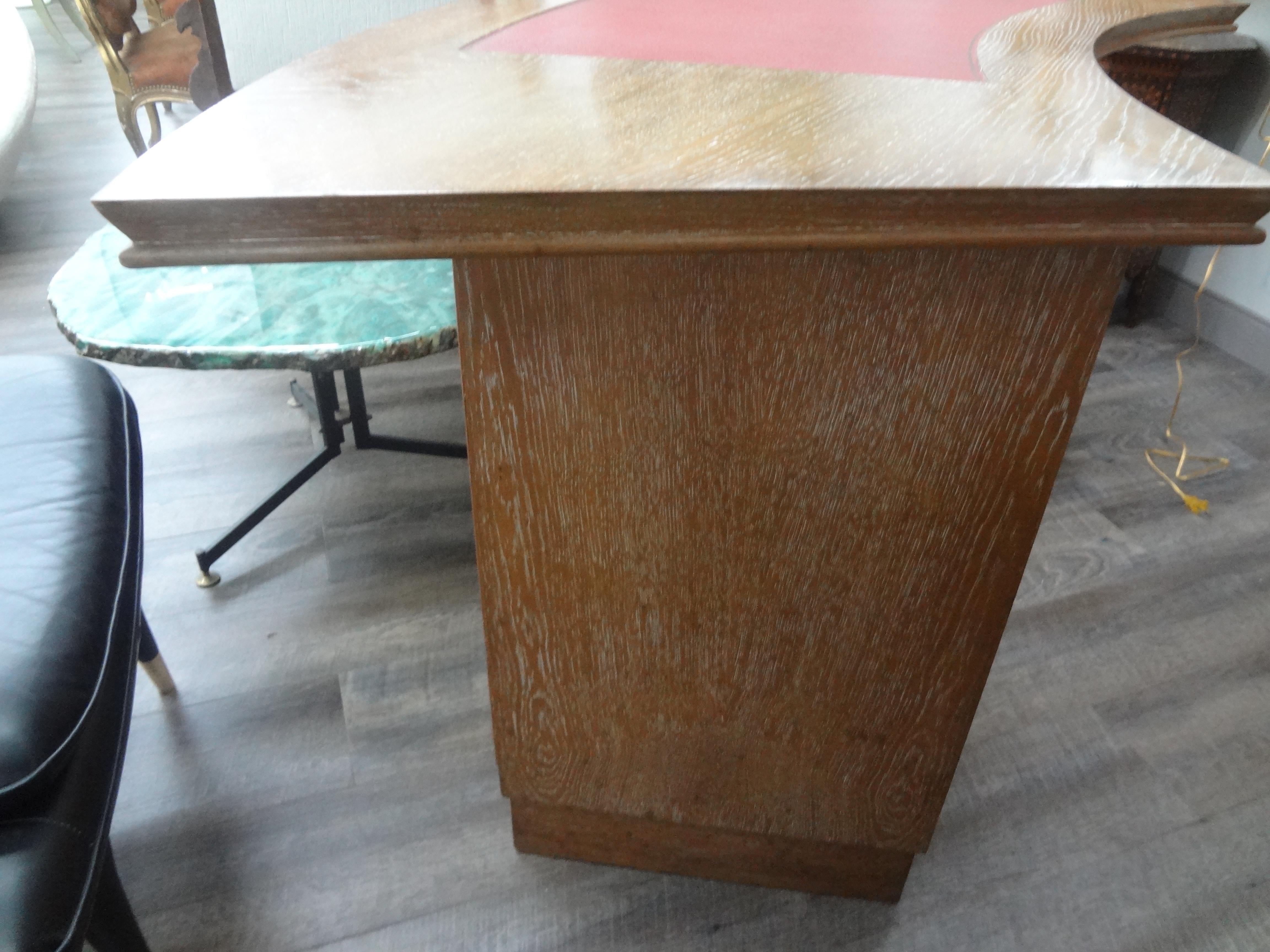 French Art Deco Cerused Oak Desk Attributed to Andre Sornay 2