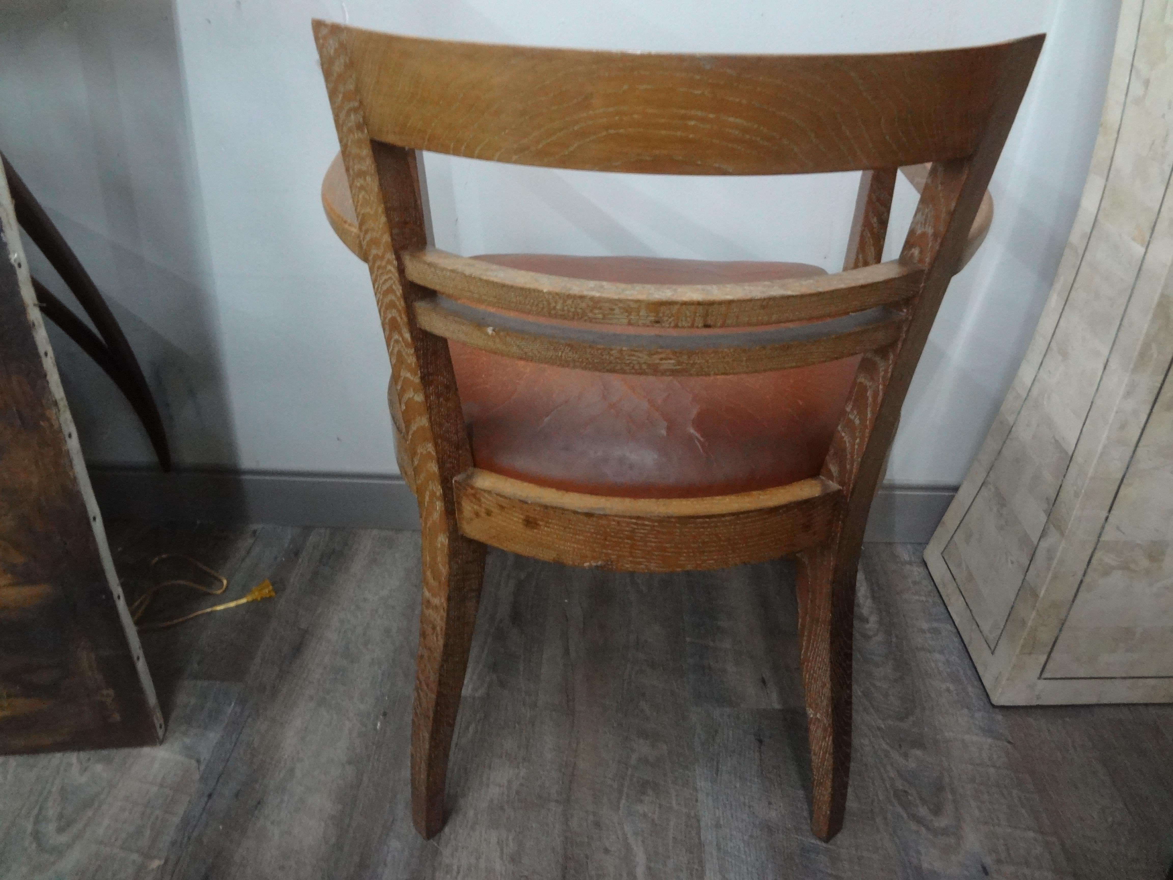 Mid-20th Century French Art Deco Cerused Oak Desk Chair Attributed to Andre Sornay For Sale