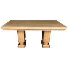 French Art Deco Cerused Oak Dining Table by Gaston Poisson