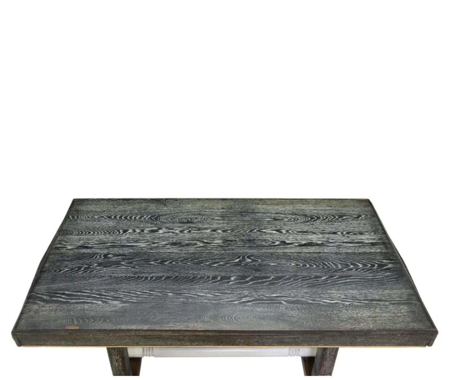 Hand-Crafted French Art Deco Cerused Oak Dining Table For Sale