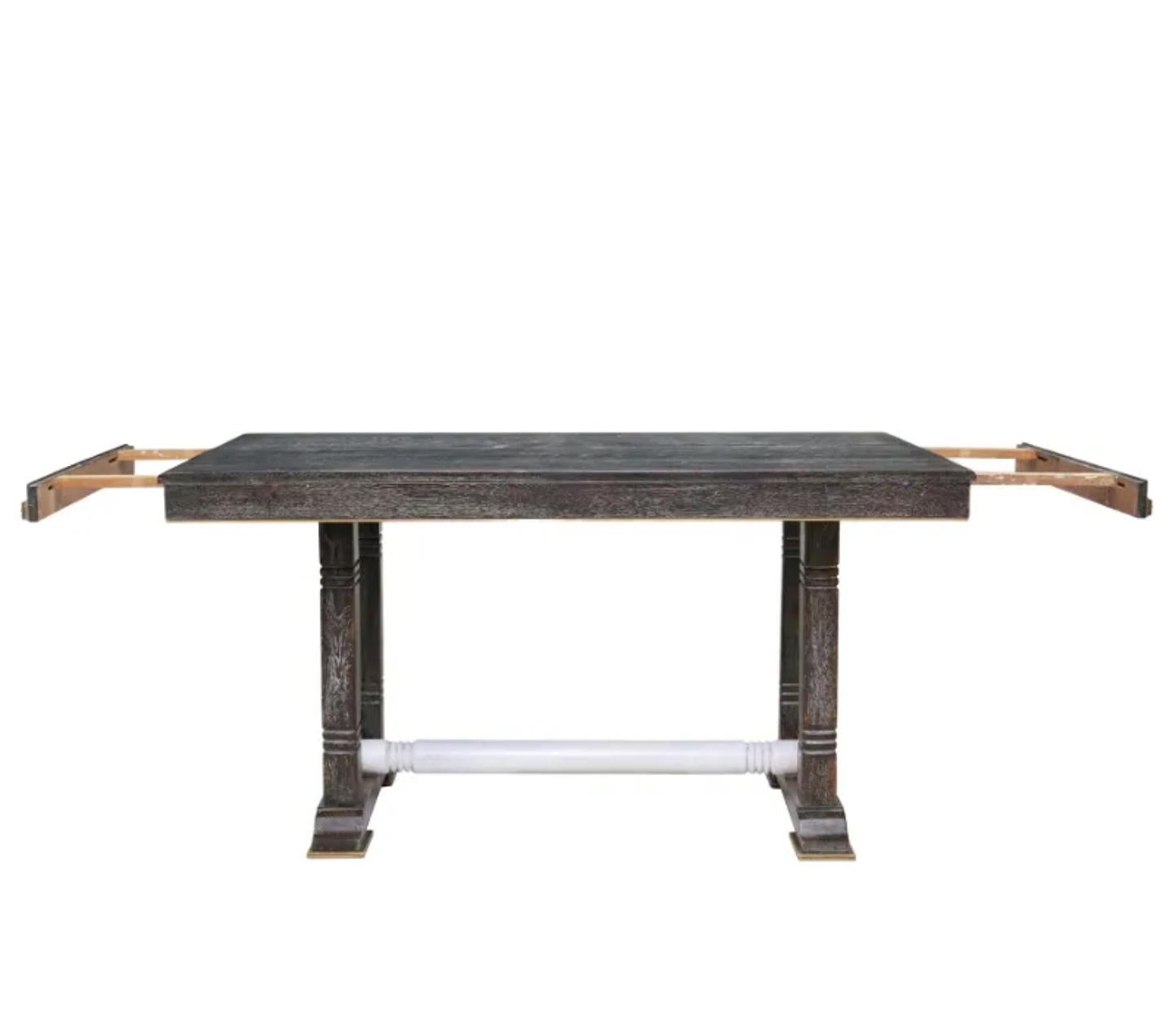 20th Century French Art Deco Cerused Oak Dining Table For Sale