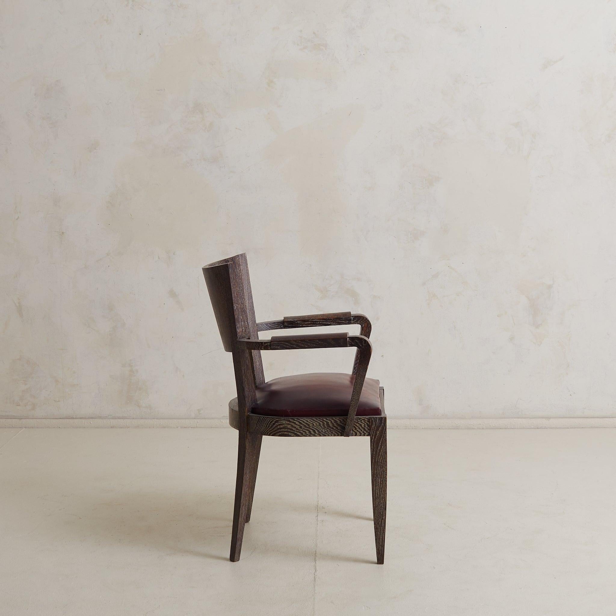 Silla Fauteuil francesa Art Decó de roble cerúleo, años 40 - 2 Disponibles Francés en venta