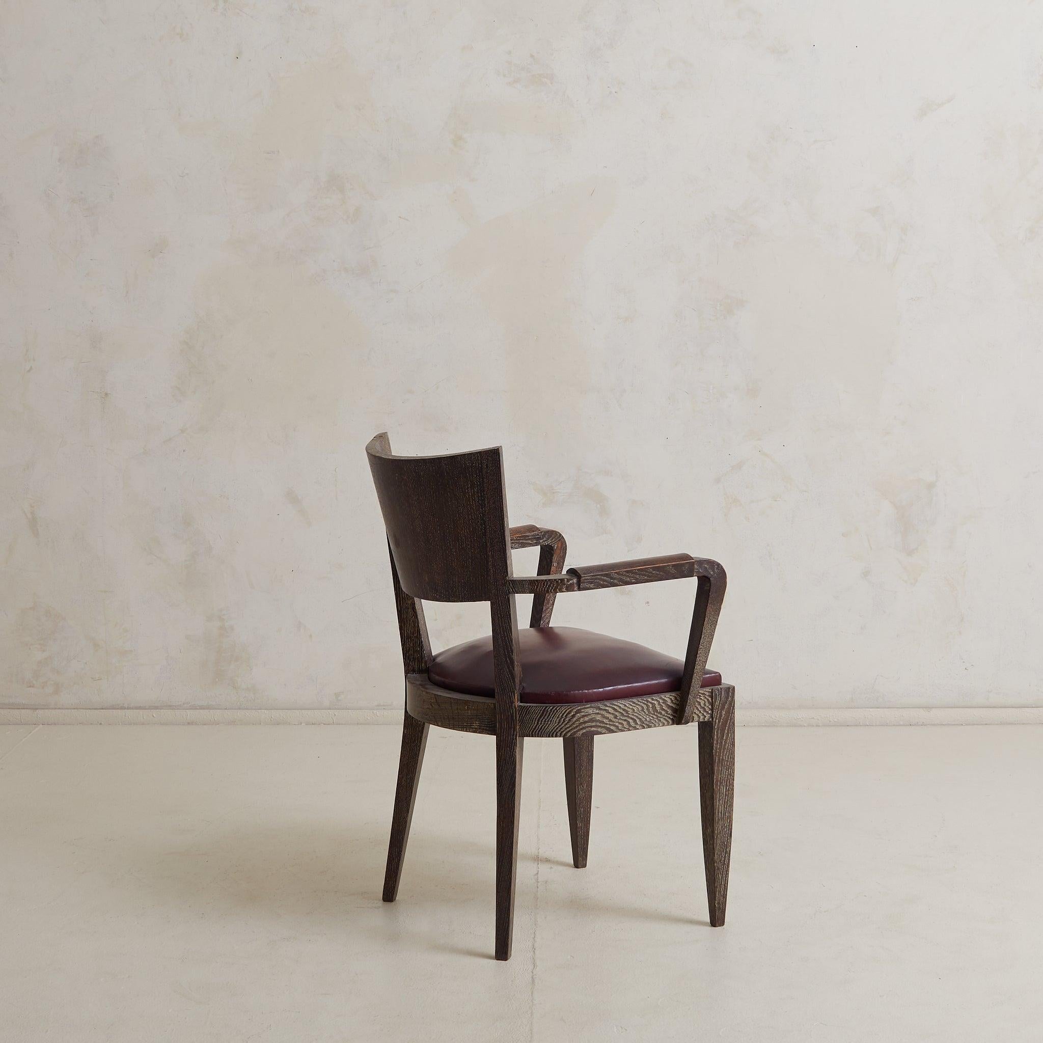 Silla Fauteuil francesa Art Decó de roble cer�úleo, años 40 - 2 Disponibles en Bueno estado para la venta en Chicago, IL