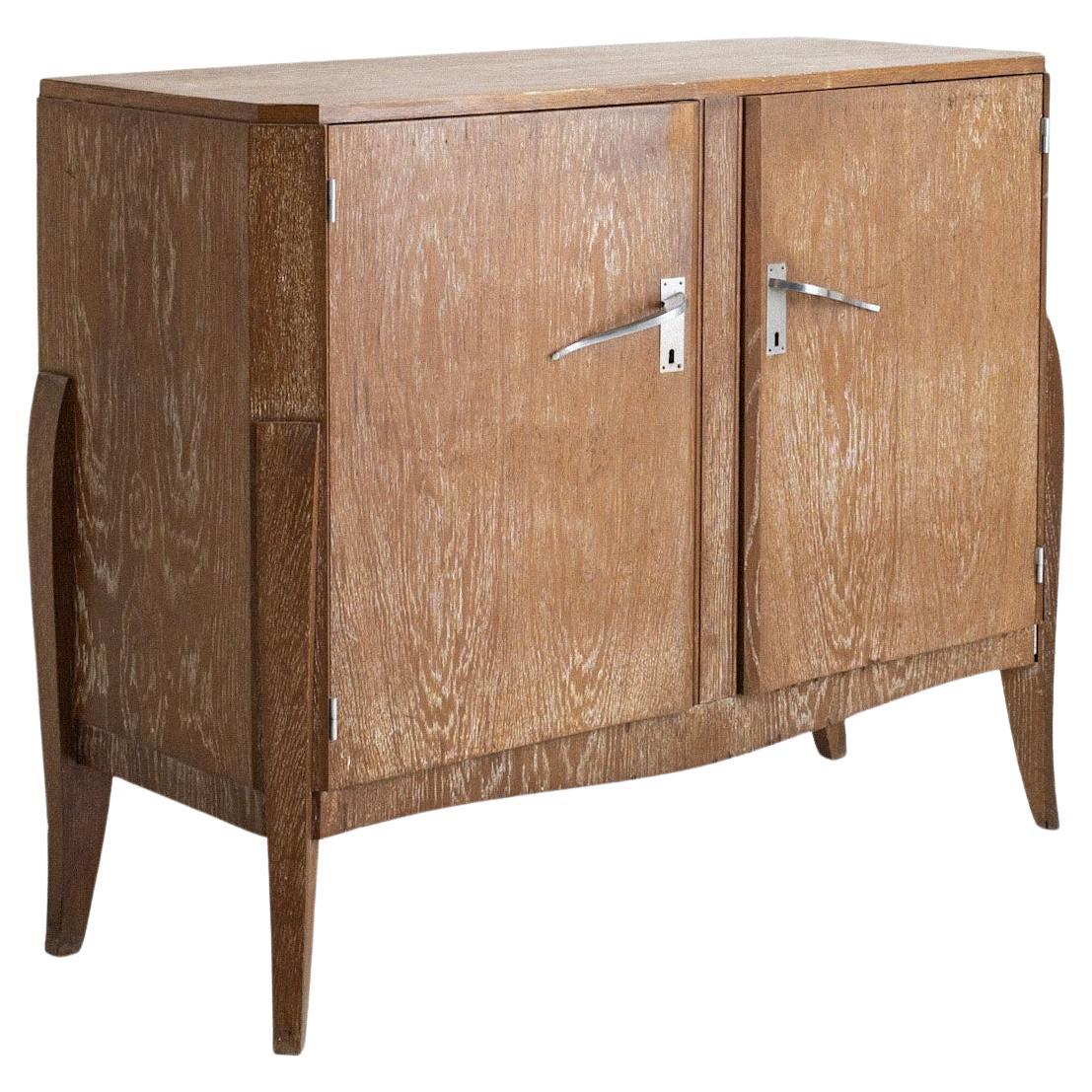 French Art Deco Cerused Oak Server Cabinet, 1940s For Sale