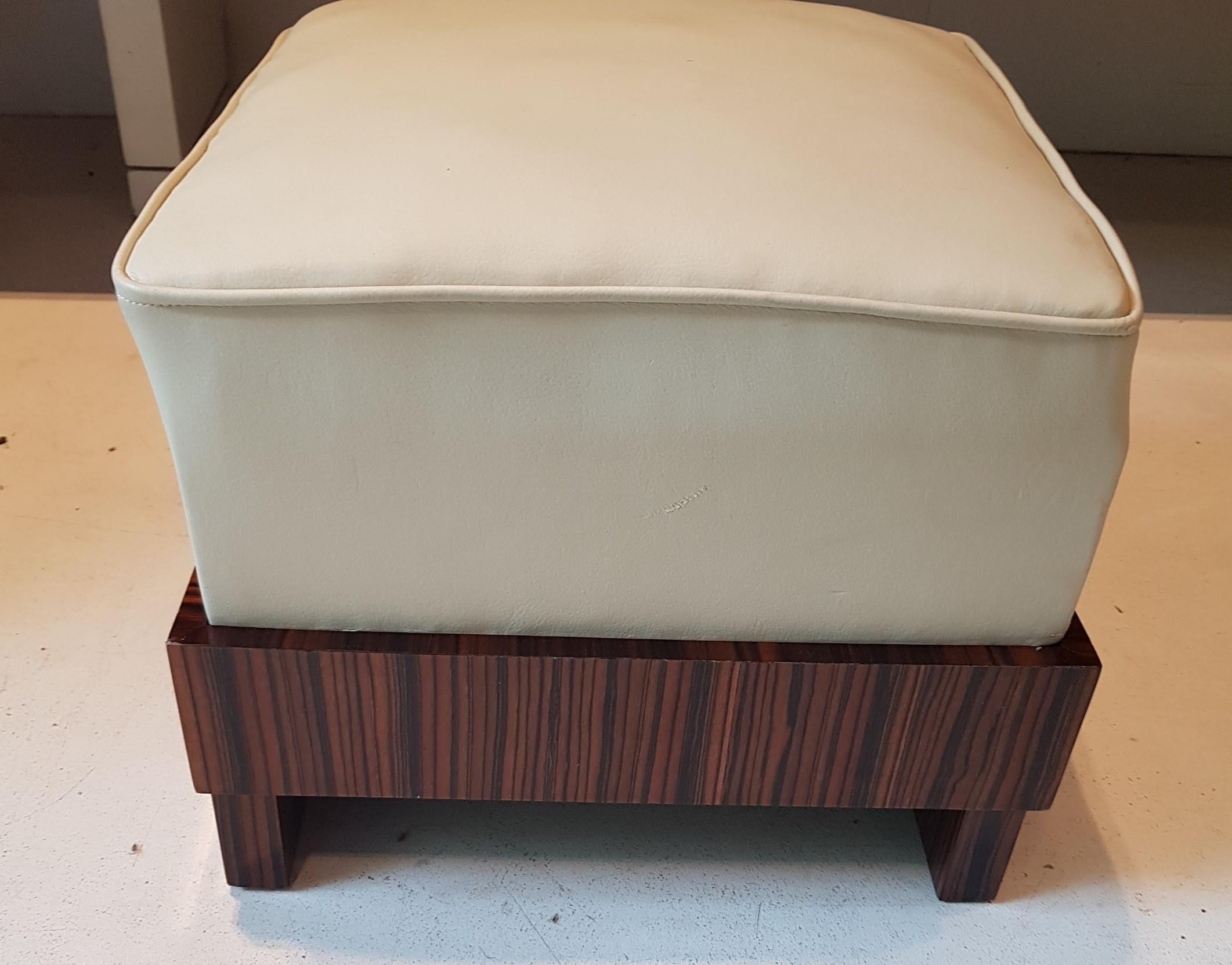 French Art Deco Chair and Footstool in Macassar Ebony For Sale 3