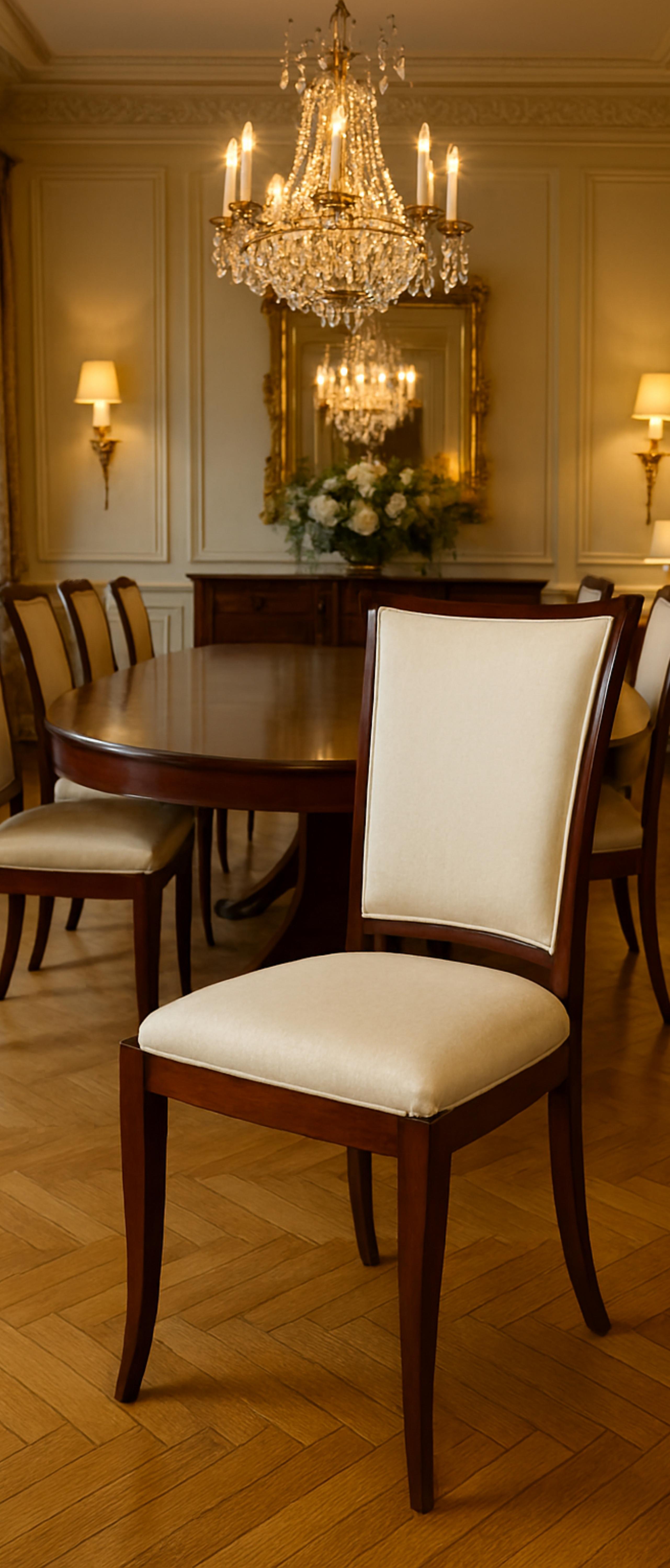 Impiallacciato Sedia Art Deco francese, sfoderata, stile Jules Leleu, XX secolo in vendita