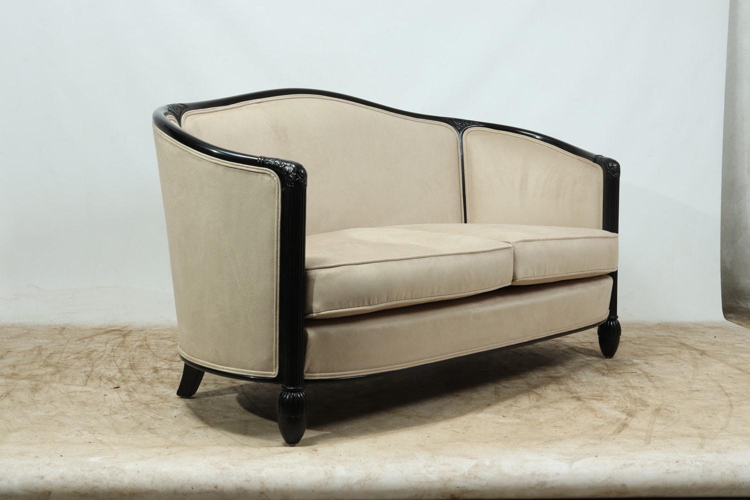 Upholstery French Art Deco Chairs and Sofa by Paul Follot, circa 1920 For Sale