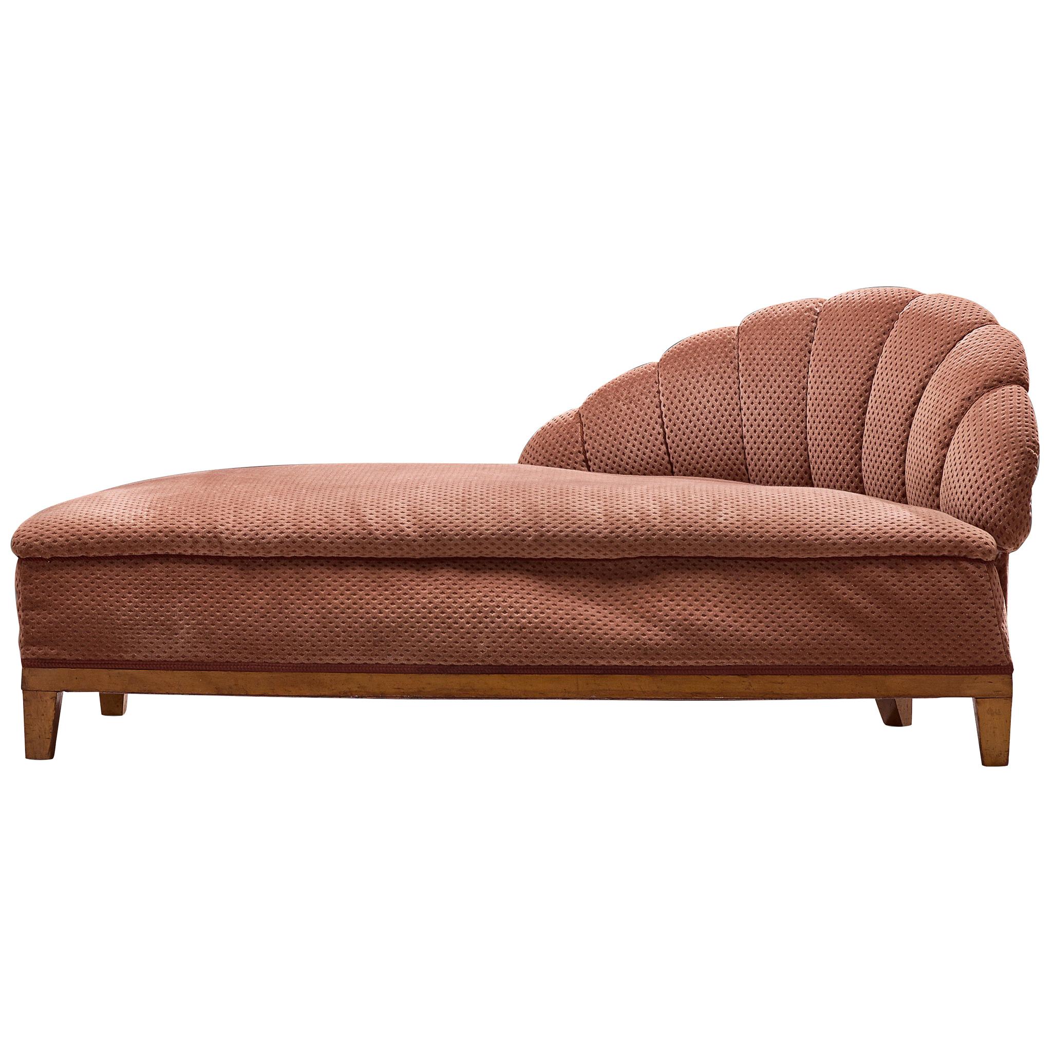 French Art Deco Chaise Longue in Soft Pink