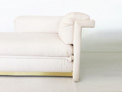 French Art Deco Chaise Longue with Brass Base