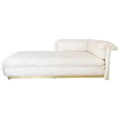 French Art Deco Chaise Longue with Brass Base