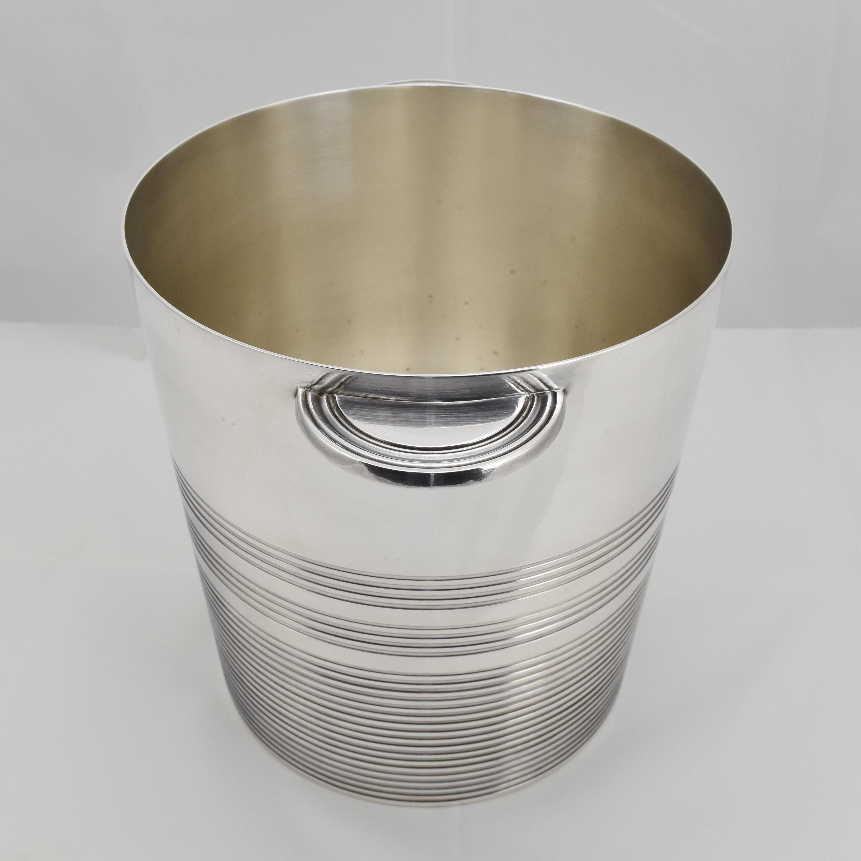 Mid-20th Century French Art Deco Champagne Ice Bucket / Wine Cooler by Orfèvrerie Ercuis Paris For Sale
