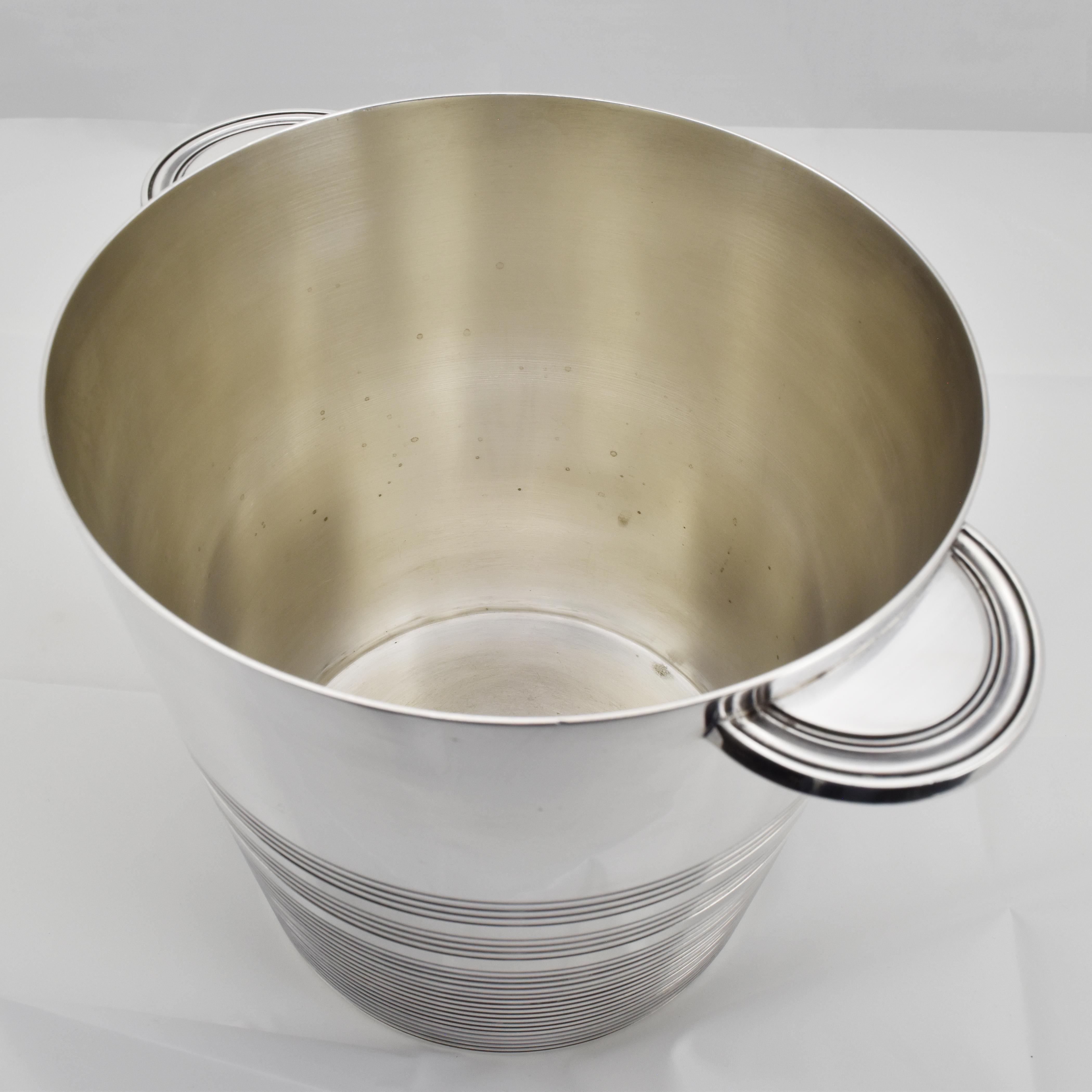 Silver Plate French Art Deco Champagne Ice Bucket / Wine Cooler by Orfèvrerie Ercuis Paris For Sale
