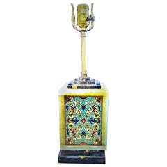French Art Deco, Champlevé and Onyx Table Lamp, circa 1930