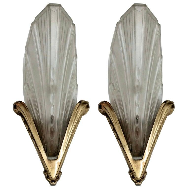 Pair of French Art Deco Chandelier by Atelier E.J.G 1