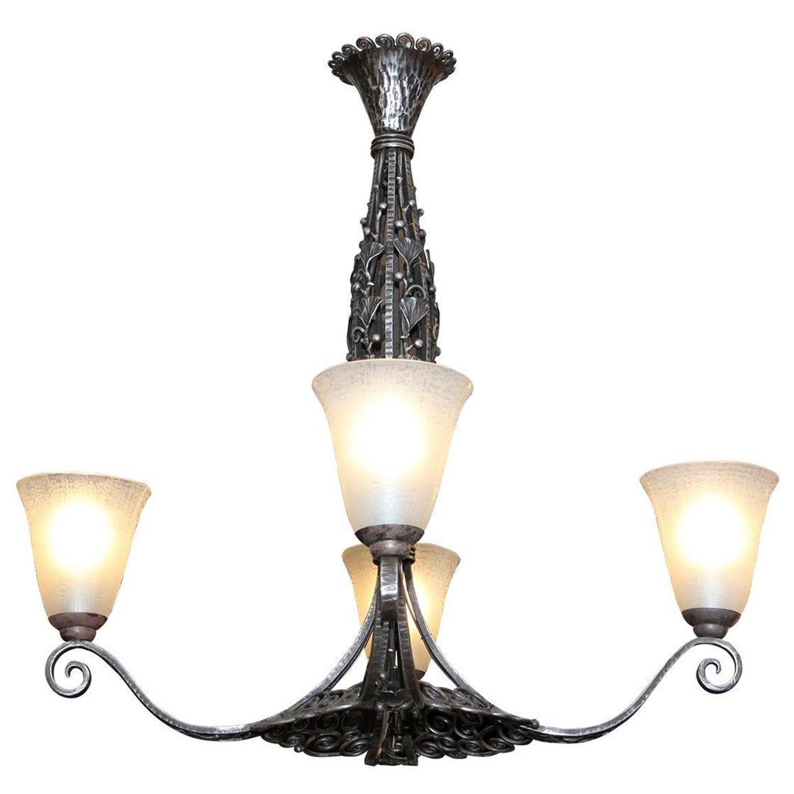 Lustre Art déco français par Daum et Edgar Brandt